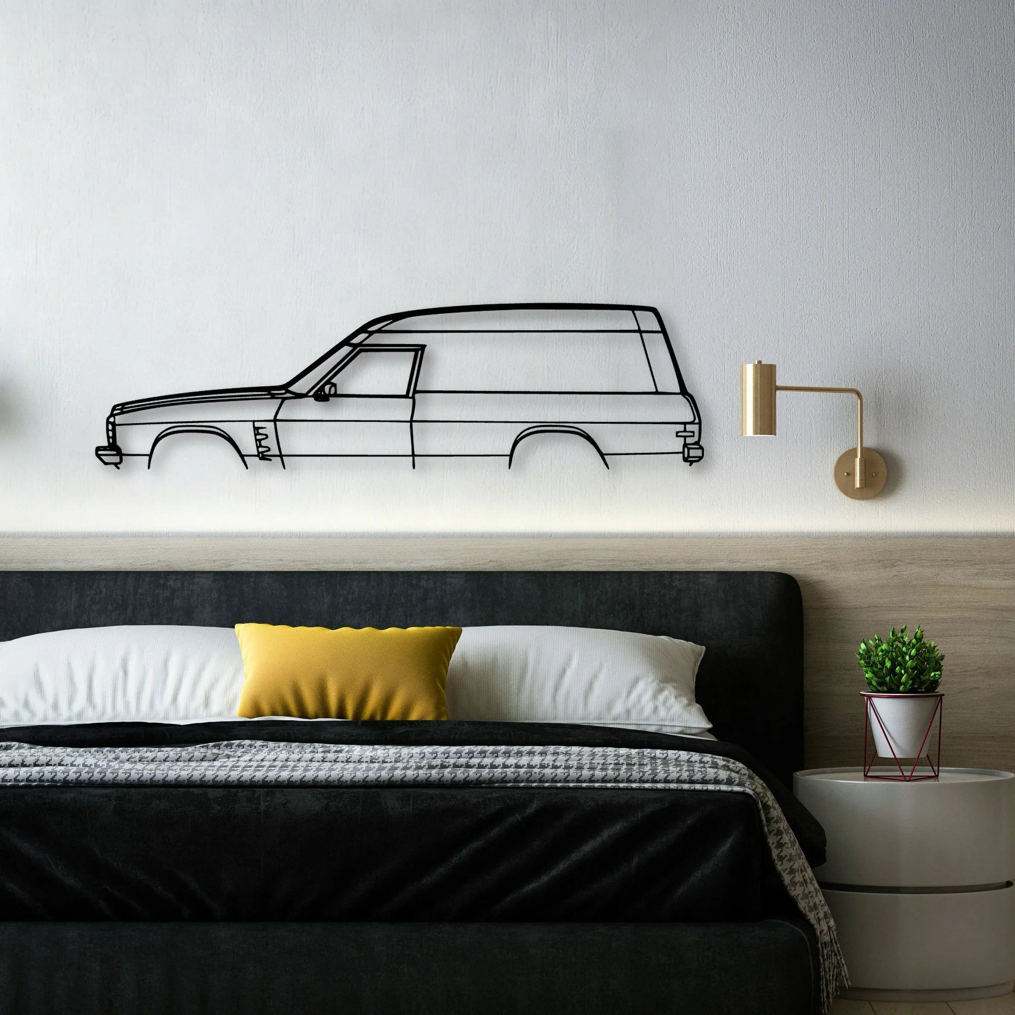 Sandman Panelvan 1975 Classic Silhouette Metal Wall Art - Automotive Garage Decor