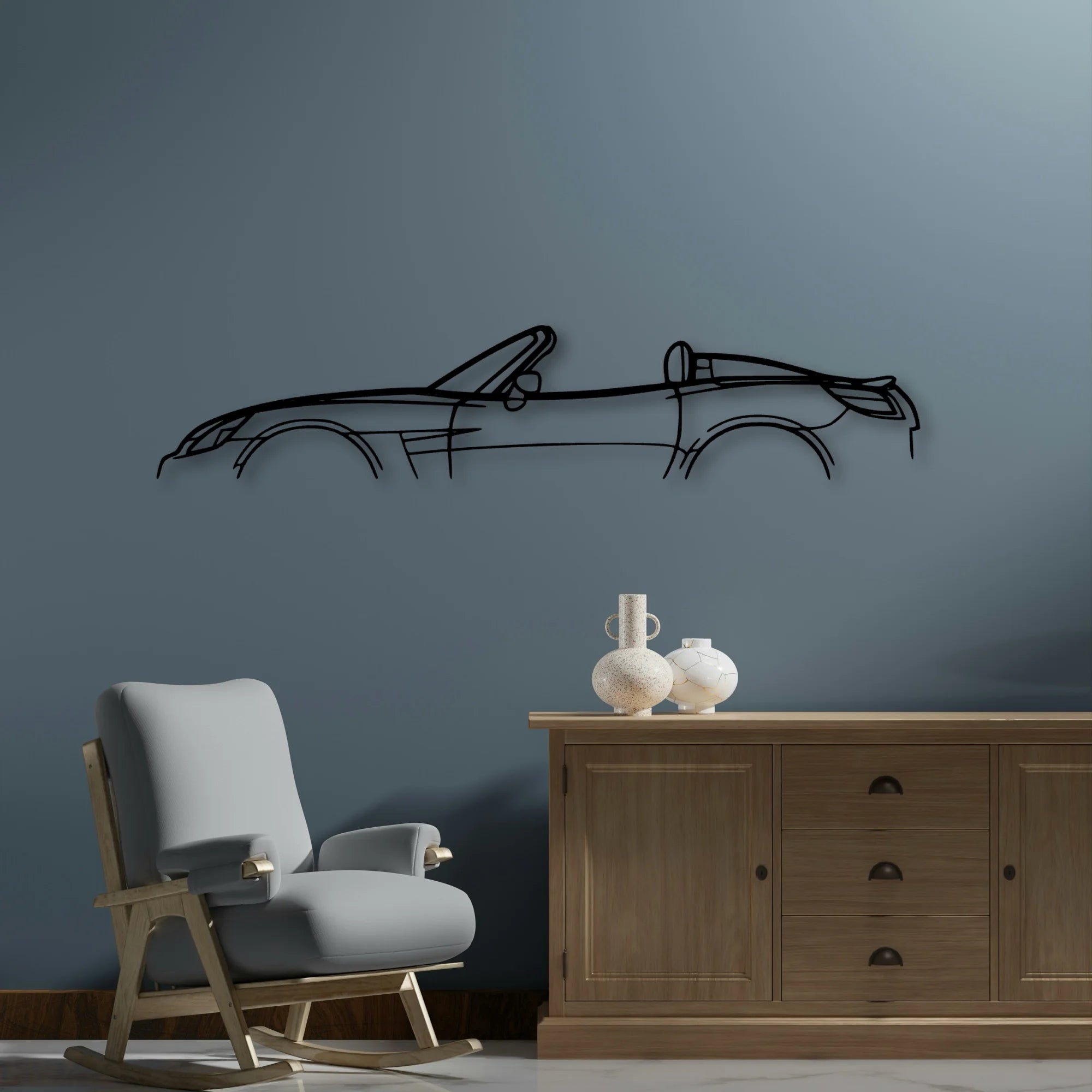 Saturn Sky 2008 Cabrio Classic Silhouette Metal Wall Art - Automotive Garage Decor