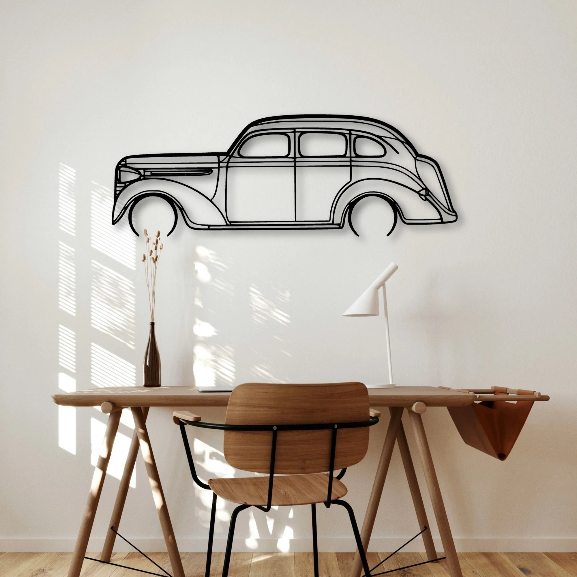 Sedan 1938 Classic Silhouette Metal Wall Art - Automotive Garage Decor
