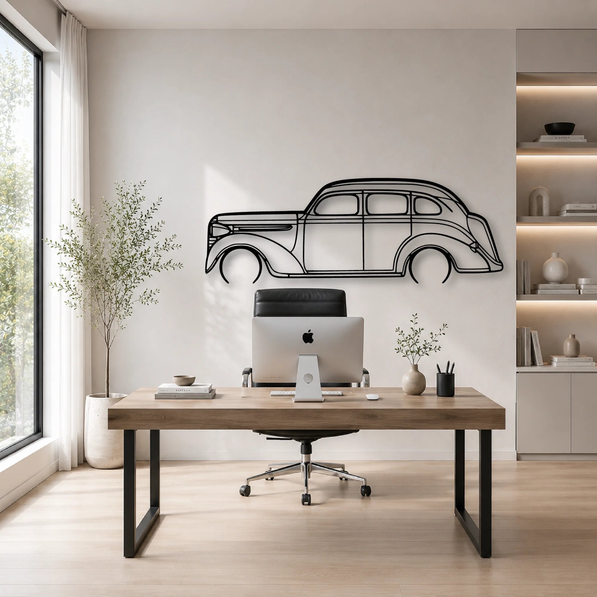 Sedan 1938 Classic Silhouette Metal Wall Art - Automotive Garage Decor
