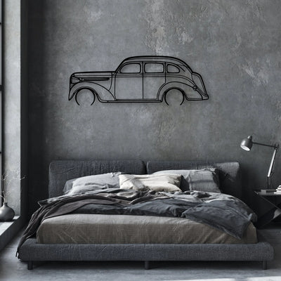 Sedan 1938 Classic Silhouette Metal Wall Art - Automotive Garage Decor