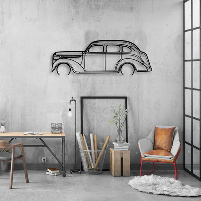 Sedan 1938 Classic Silhouette Metal Wall Art - Automotive Garage Decor