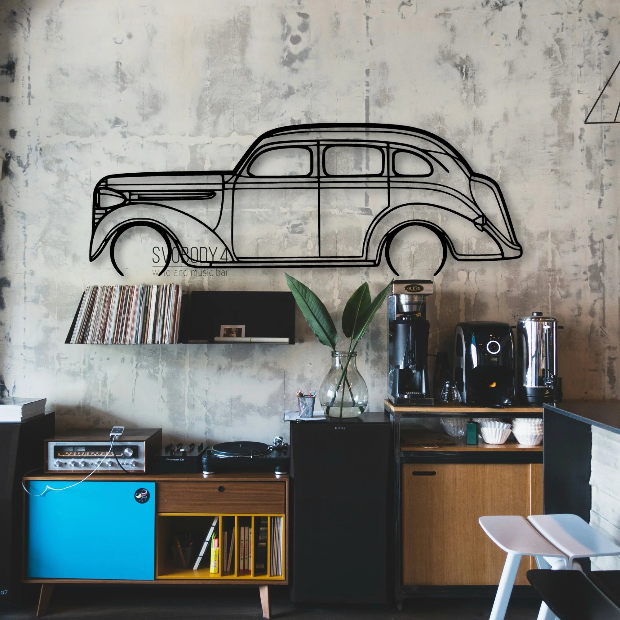 Sedan 1938 Classic Silhouette Metal Wall Art - Automotive Garage Decor