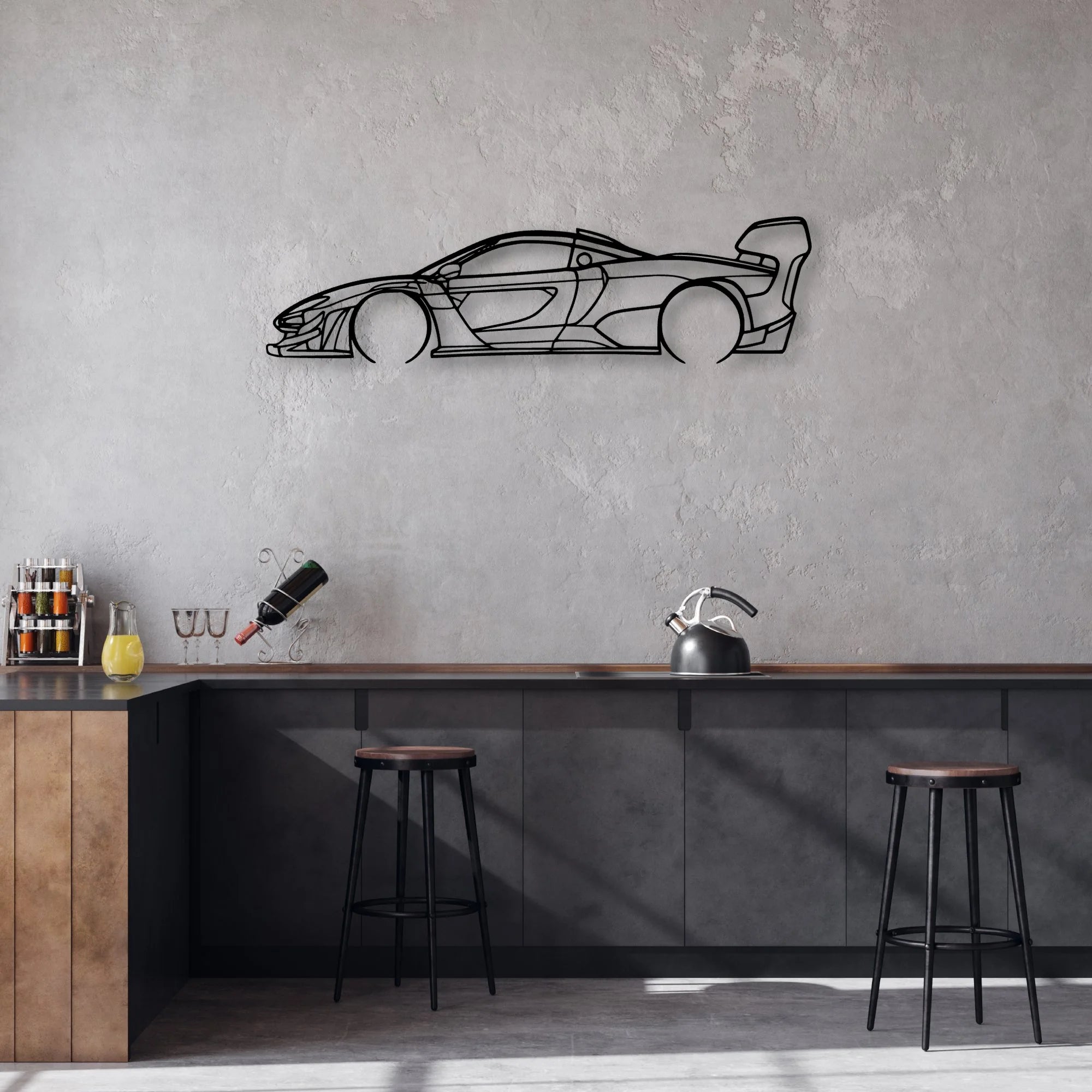 Senna GTR Classic Silhouette Metal Wall Art - Automotive Garage Decor