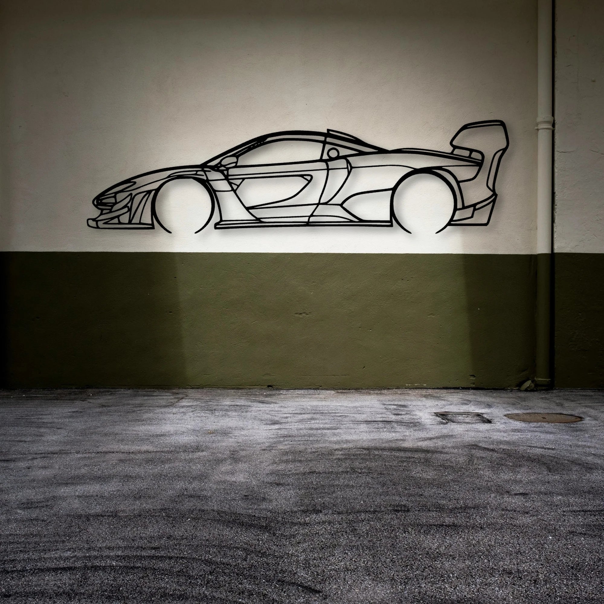 Senna GTR Classic Silhouette Metal Wall Art - Automotive Garage Decor