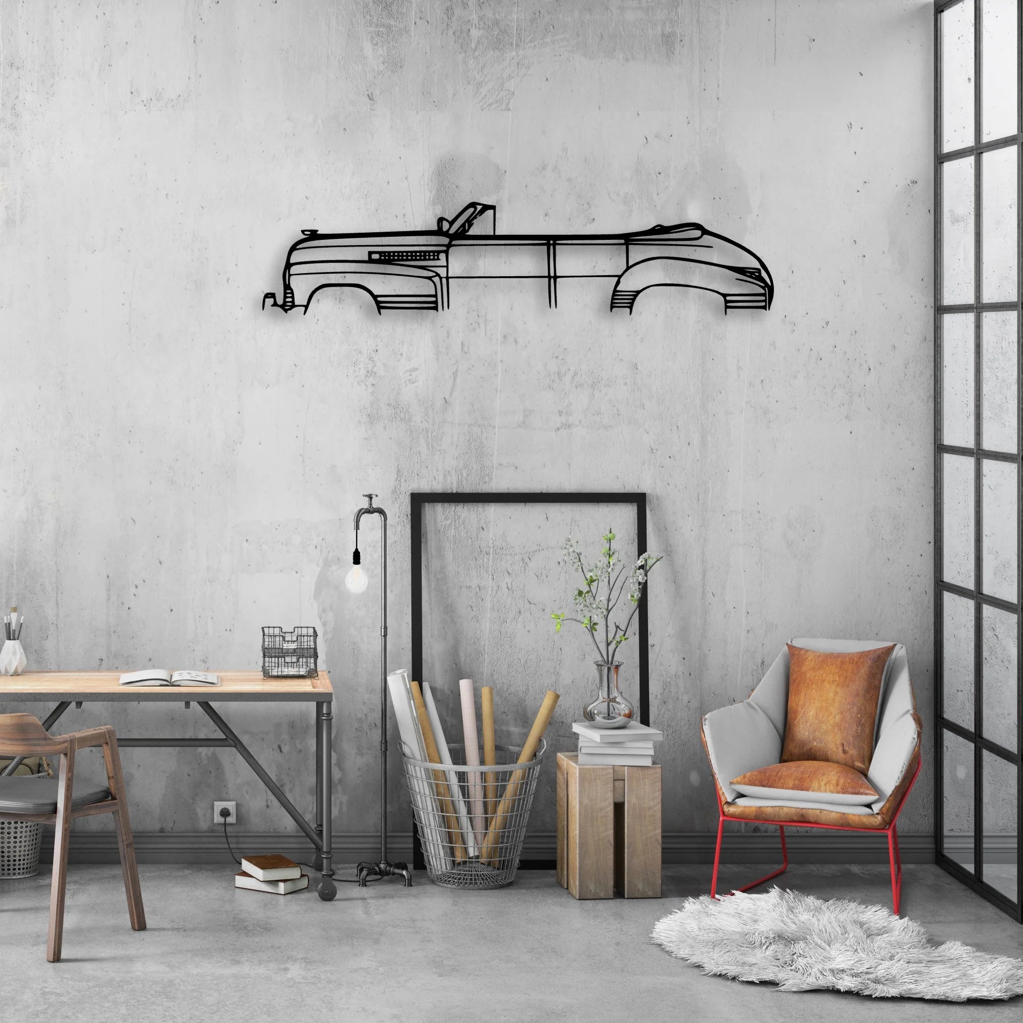 Series 62 Convertible 1941 Classic Silhouette Metal Wall Art - Automotive Garage Decor
