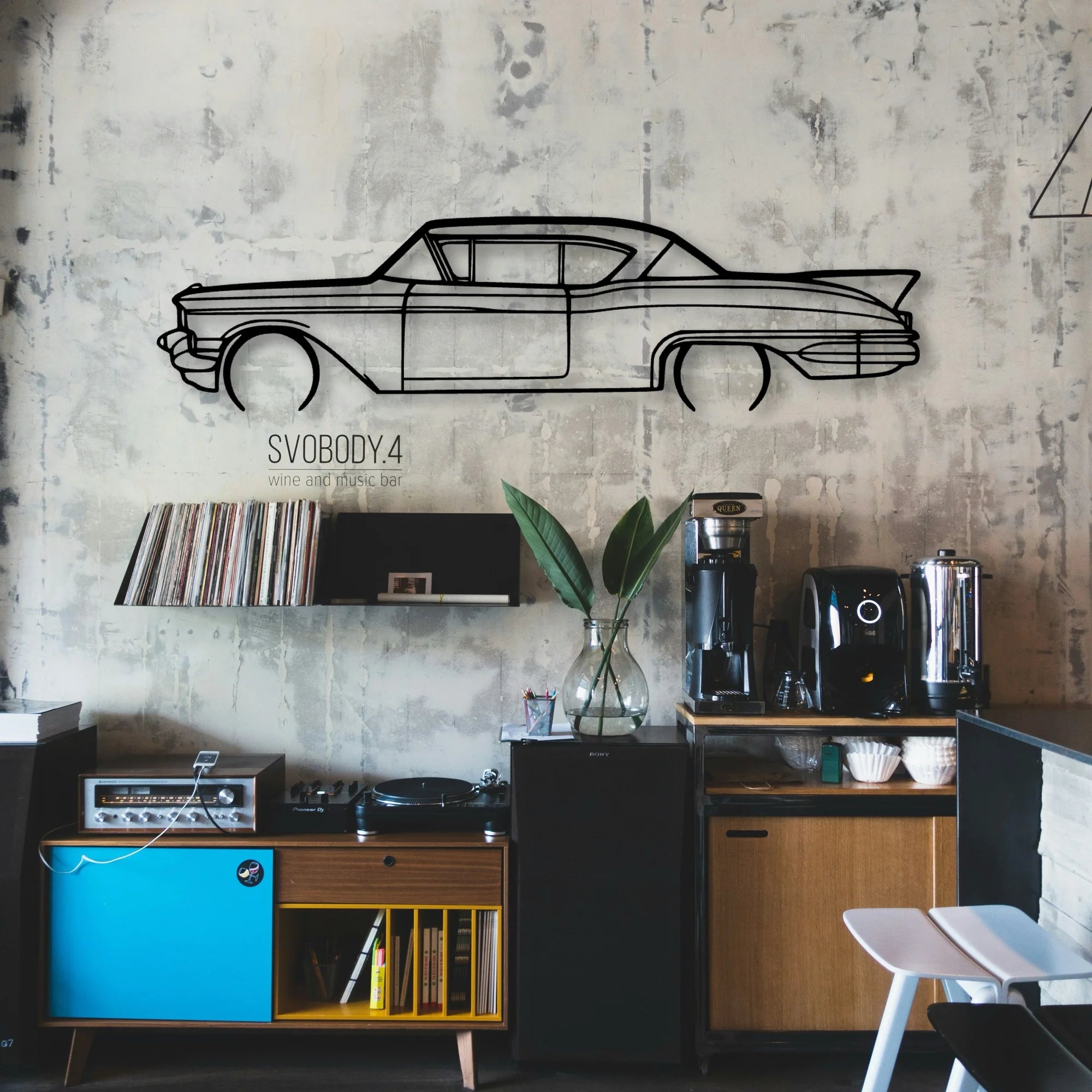 Sev 1957 Classic Silhouette Metal Wall Art - Automotive Garage Decor