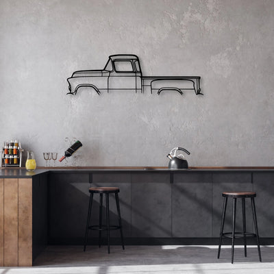 Short bed 3100 1955 Classic Silhouette Metal Wall Art - Automotive Garage Decor