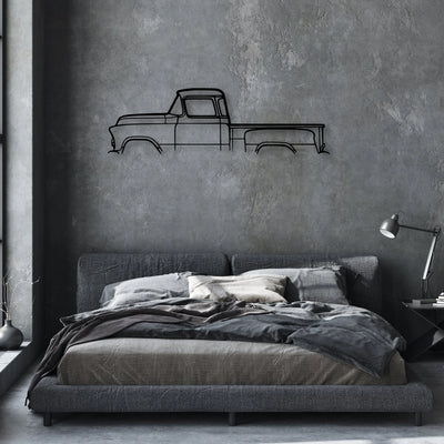 Short bed 3100 1955 Classic Silhouette Metal Wall Art - Automotive Garage Decor