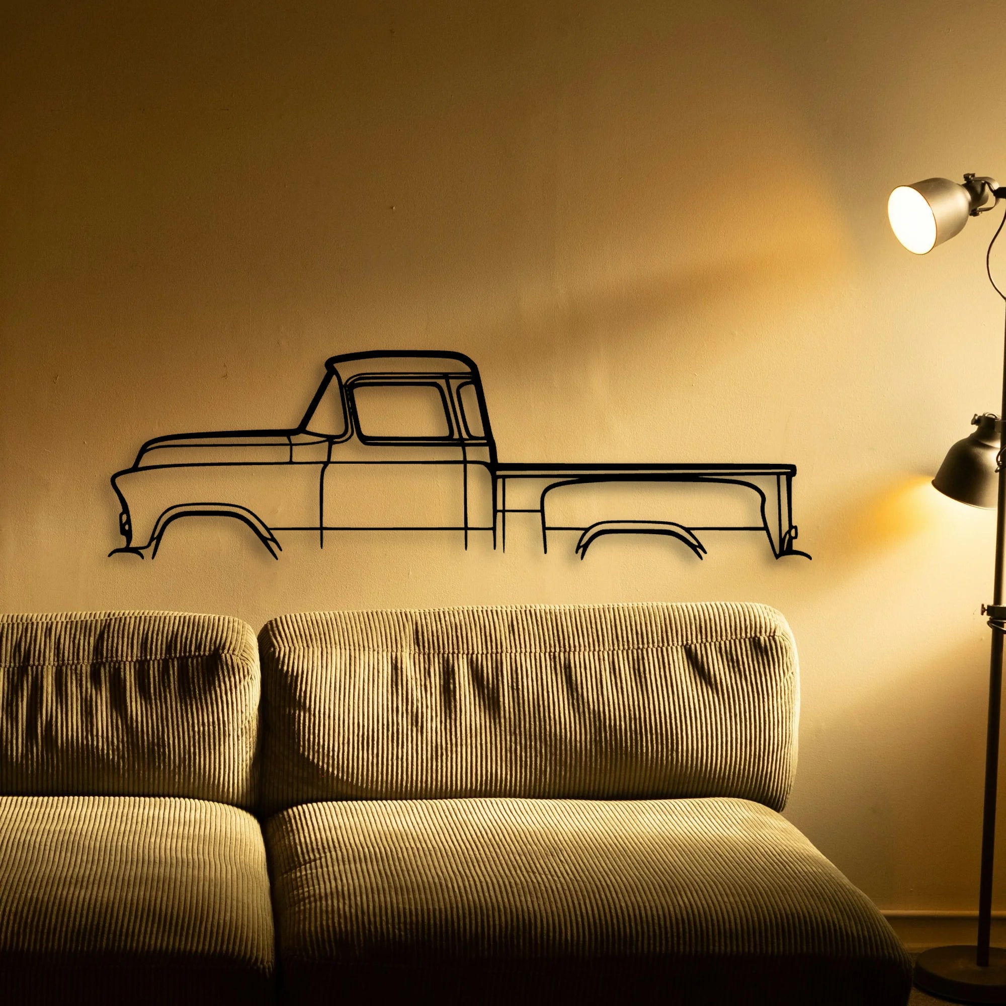Short Bed 3100 1955 Classic Silhouette Metal Wall Art - Automotive Garage Decor