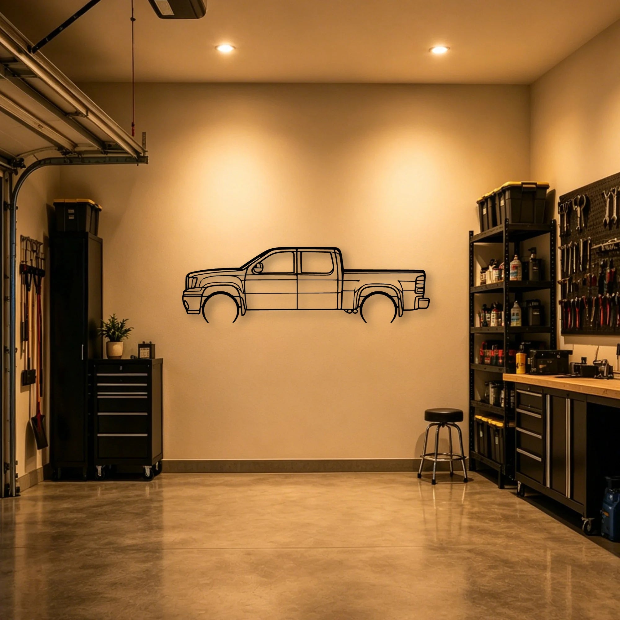 Sierra 1500 2013 Classic Silhouette Metal Wall Art - Automotive Garage Decor
