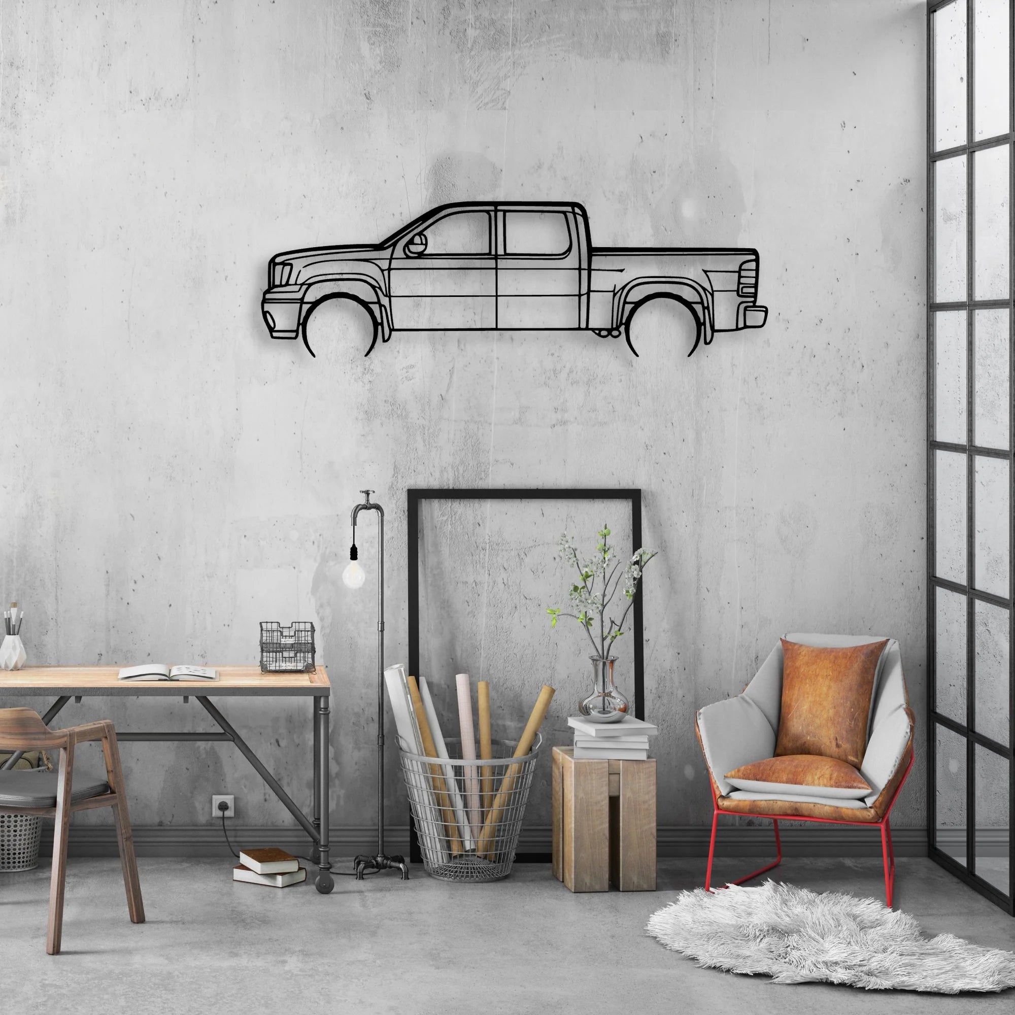 Sierra 1500 2013 Classic Silhouette Metal Wall Art - Automotive Garage Decor