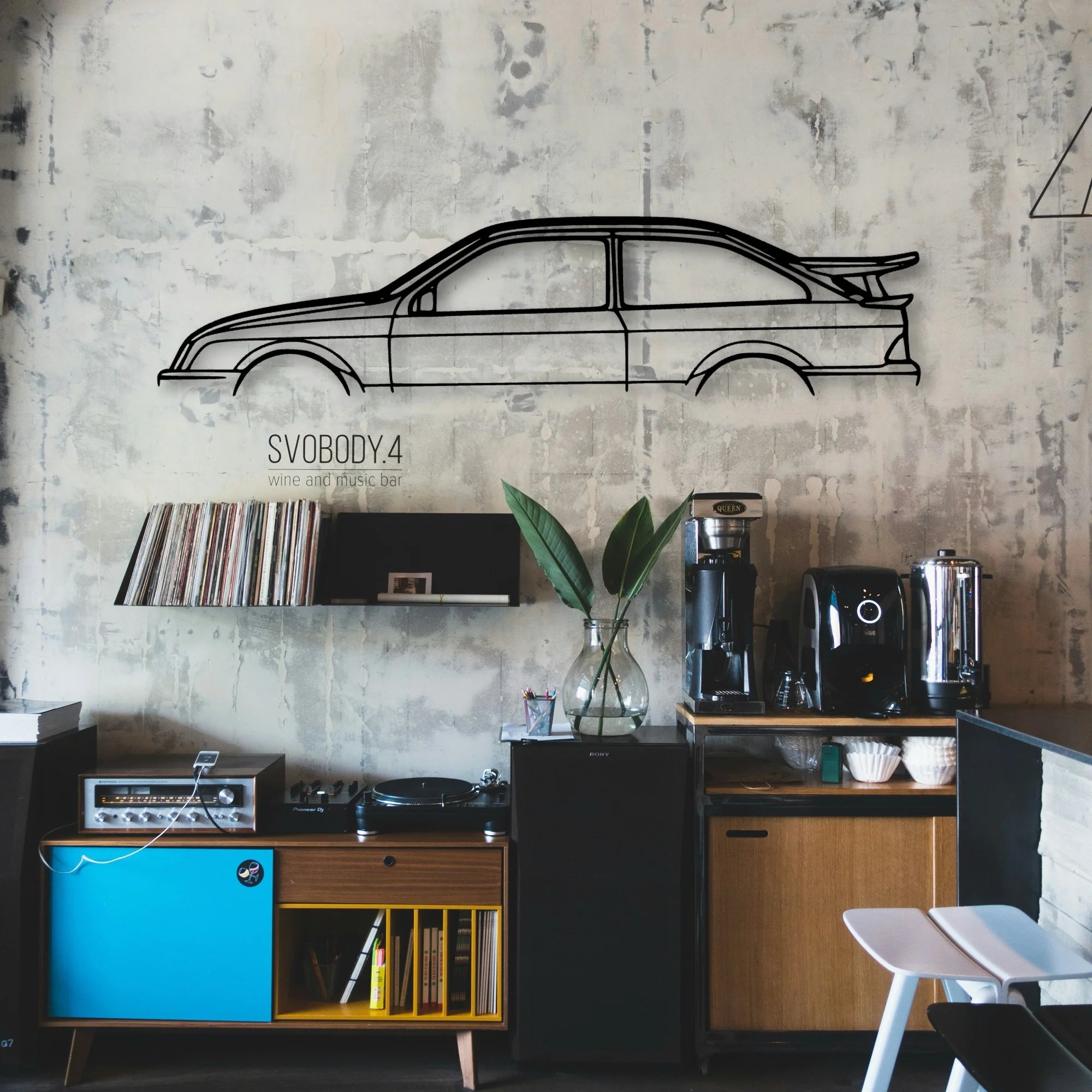 Sierra Cosworth RS500 1988 Classic Silhouette Metal Wall Art - Automotive Garage Decor
