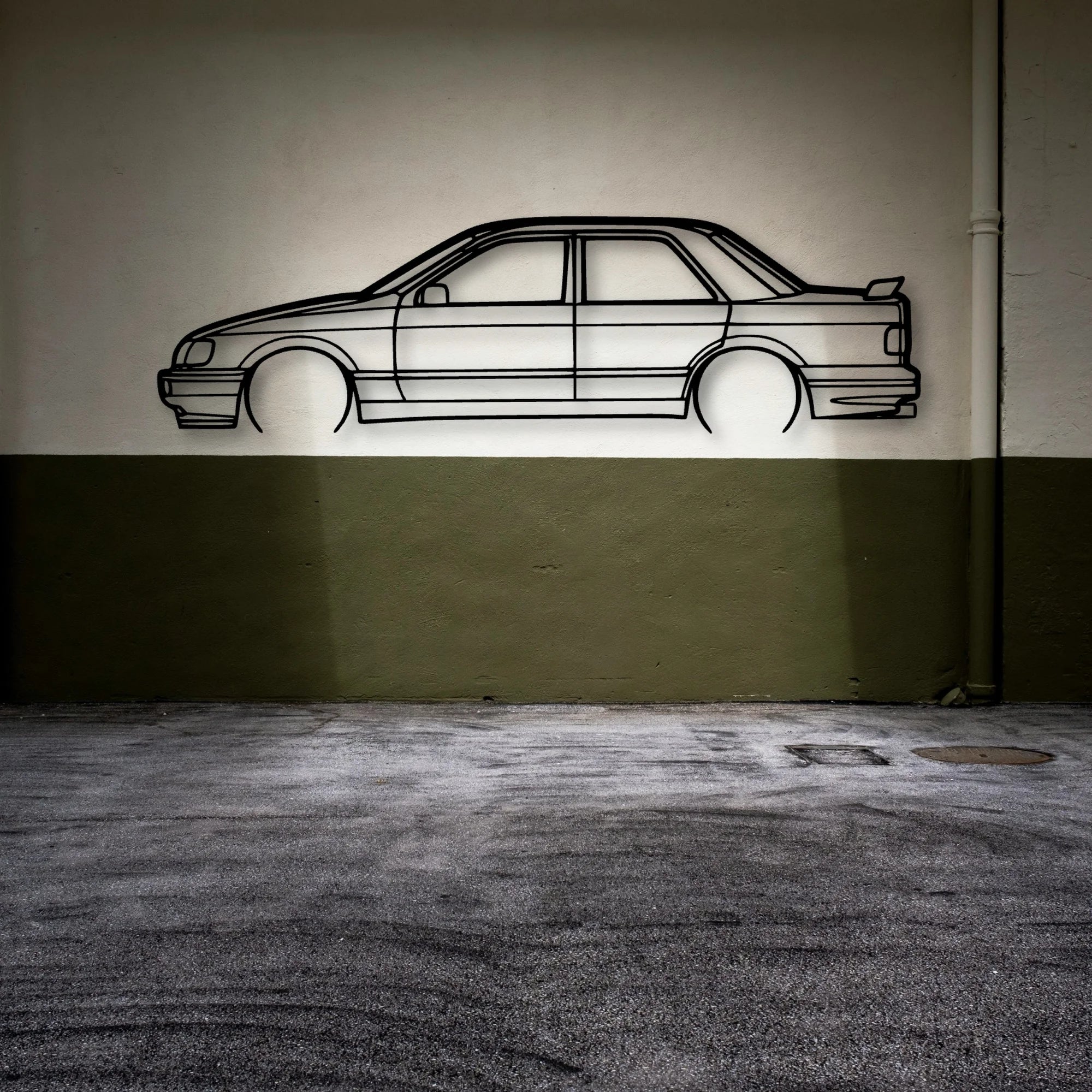 Sierra RS 1989 V2 Classic Silhouette Metal Wall Art - Automotive Garage Decor