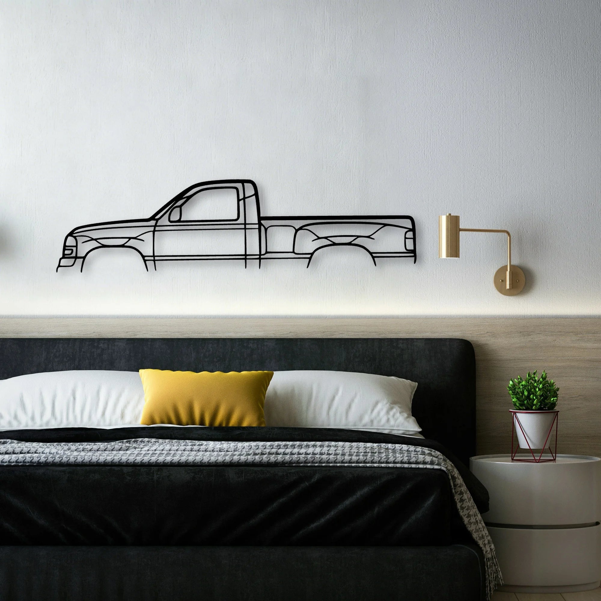 Sierra Single Cab Classic Silhouette Metal Wall Art - Automotive Garage Decor