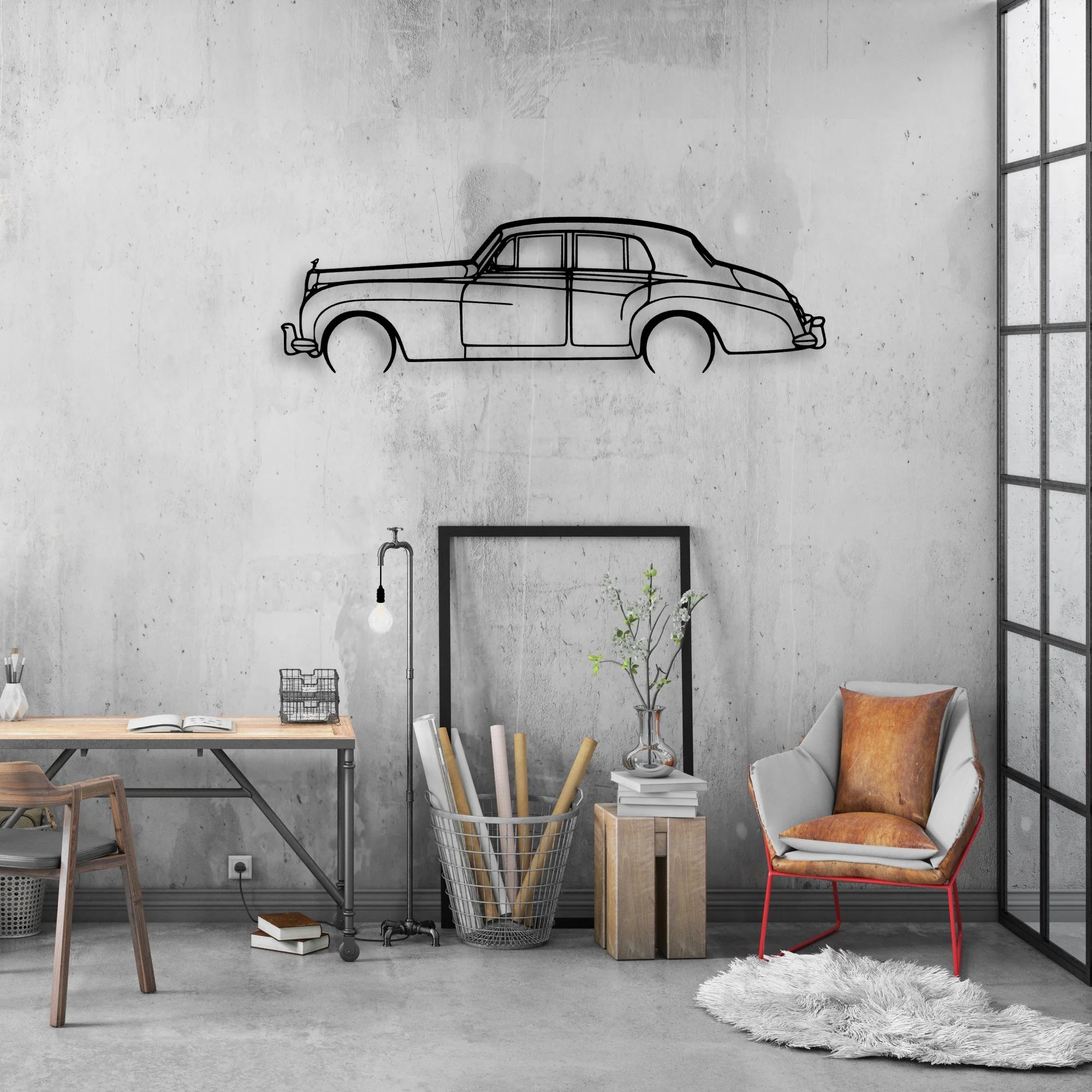 Silver Cloud 2 Classic Silhouette Metal Wall Art - Automotive Garage Decor