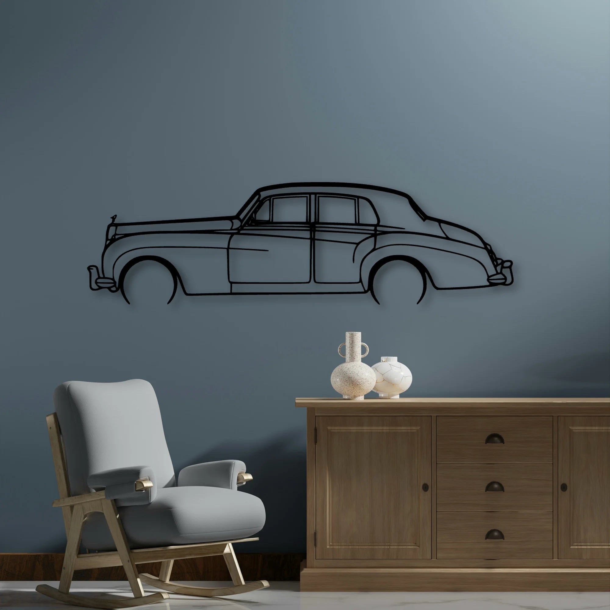 Silver Cloud 2 Classic Silhouette Metal Wall Art - Automotive Garage Decor