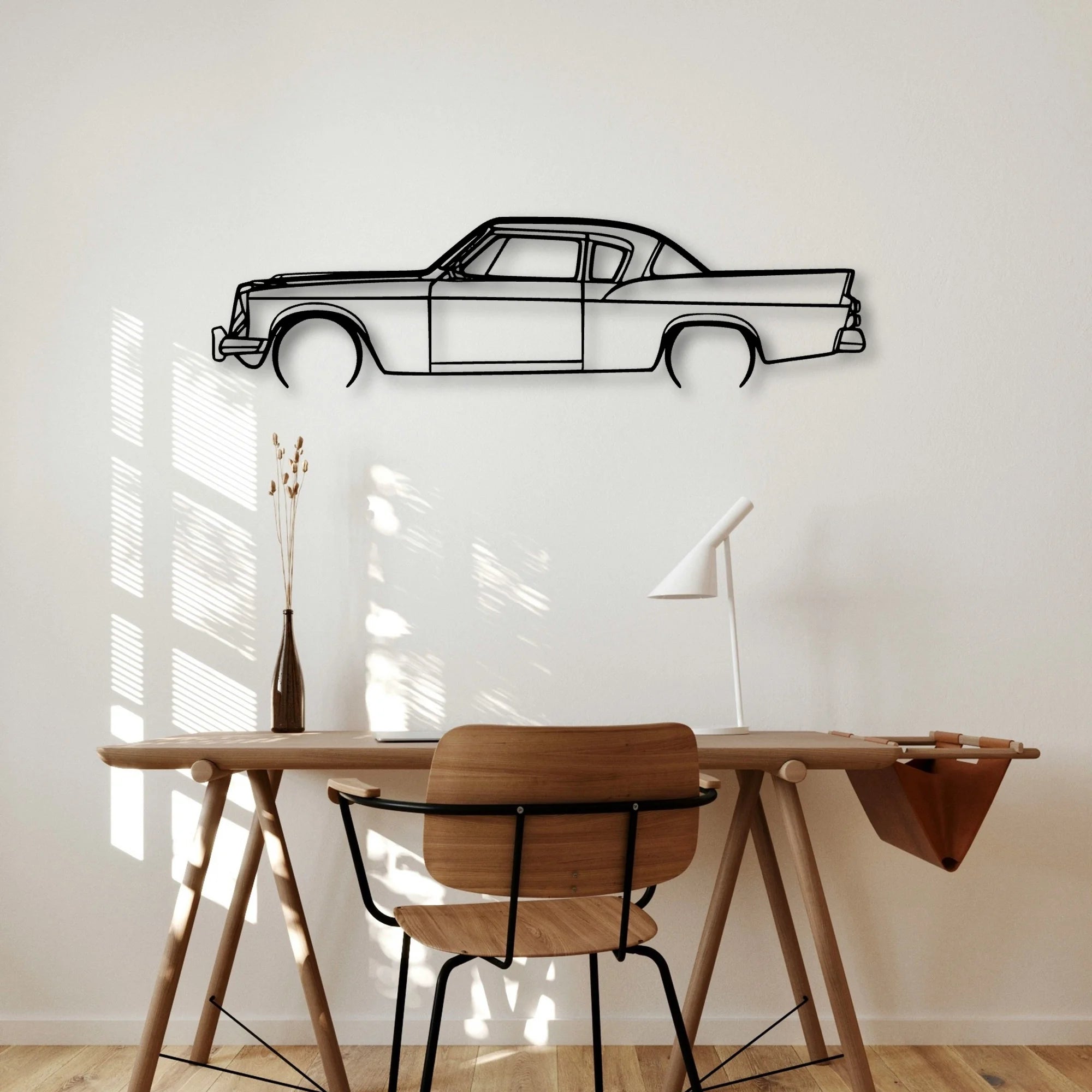 Silverhawk 1957 Classic Silhouette Metal Wall Art - Automotive Garage Decor
