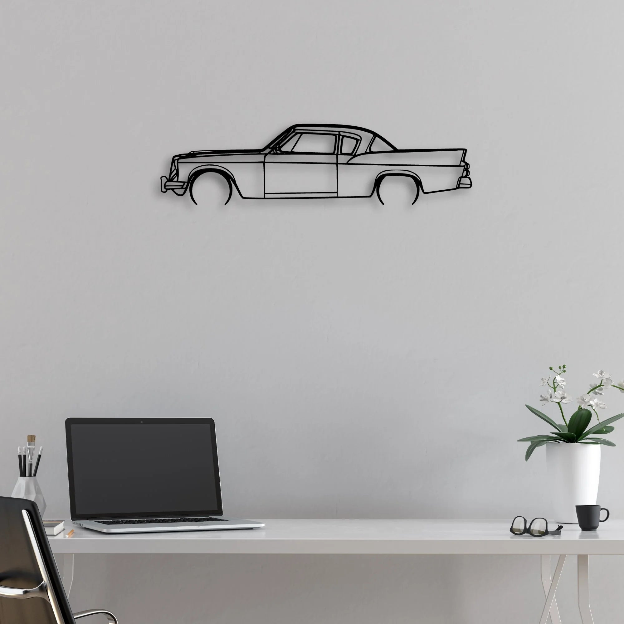Silverhawk 1957 Classic Silhouette Metal Wall Art - Automotive Garage Decor