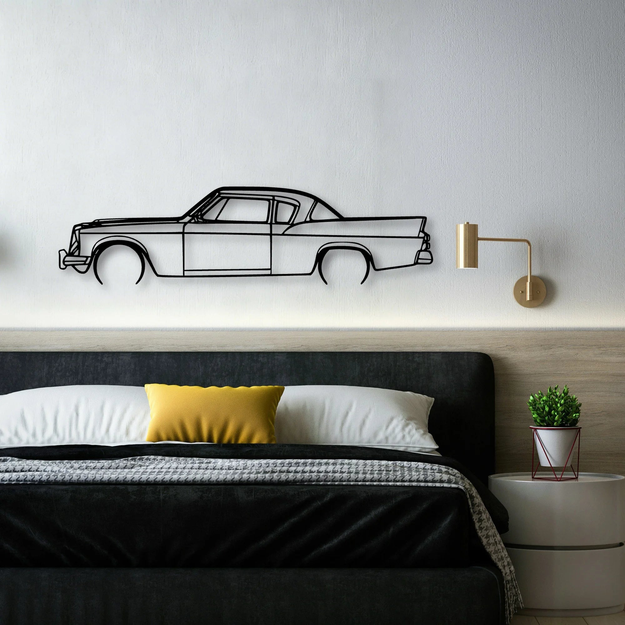 Silverhawk 1957 Classic Silhouette Metal Wall Art - Automotive Garage Decor