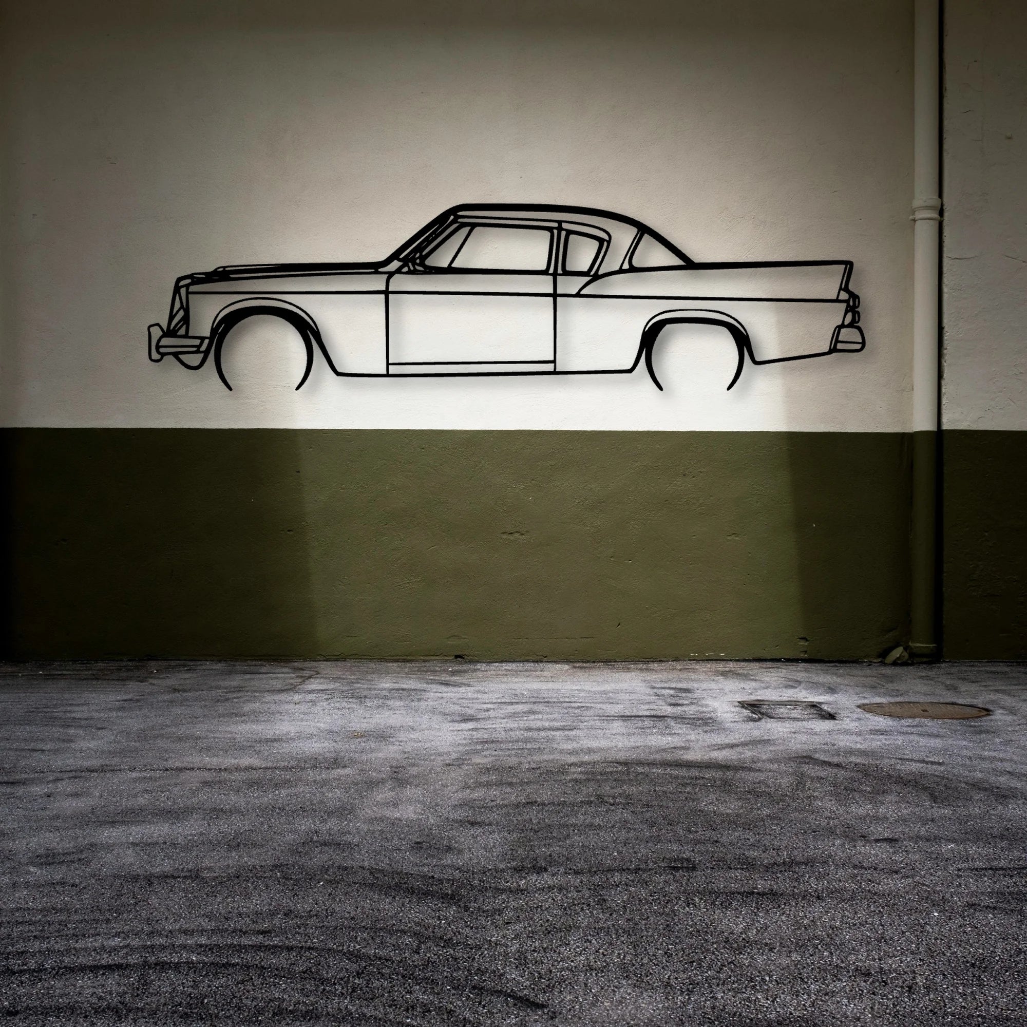 Silverhawk 1957 Classic Silhouette Metal Wall Art - Automotive Garage Decor