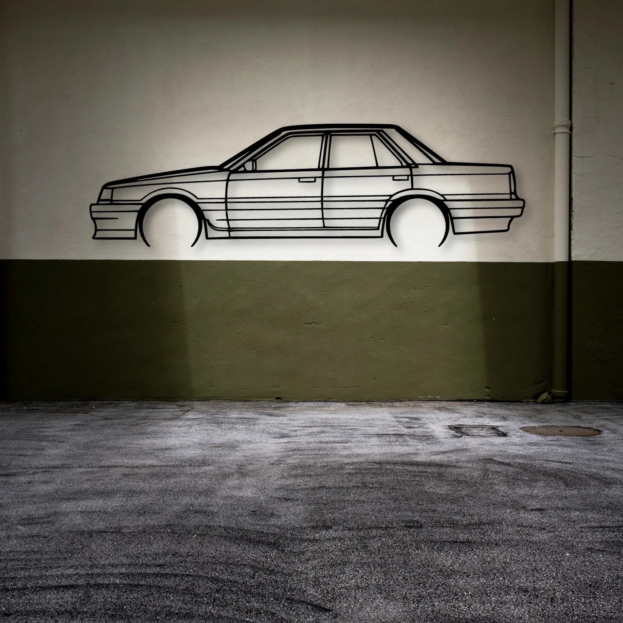 Skyline R31 1989 Classic Silhouette Metal Wall Art - Automotive Garage Decor