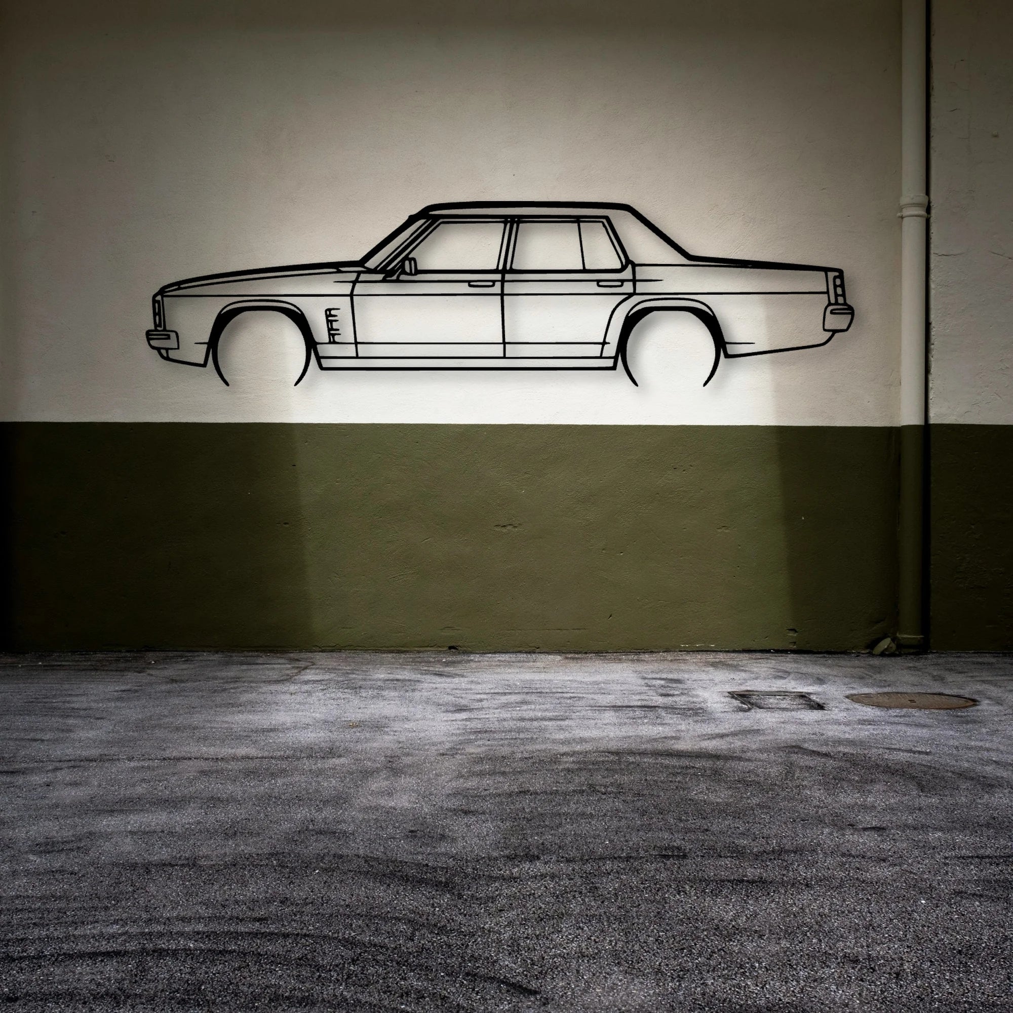 Statesman 1975 Classic Silhouette Metal Wall Art - Automotive Garage Decor