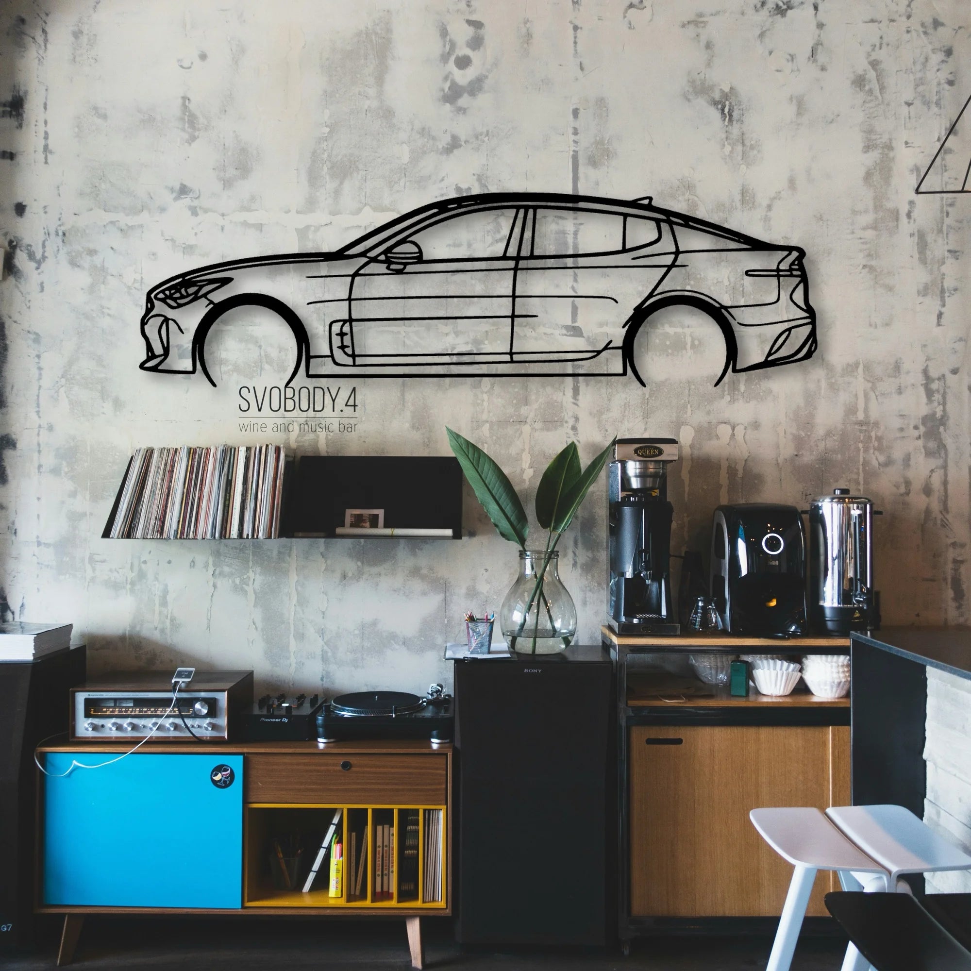 Stinger GTS 2019 Classic Silhouette Metal Wall Art - Automotive Garage Decor
