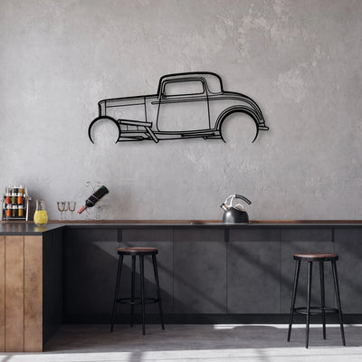Street Rod 1932 Classic Silhouette Metal Wall Art - Automotive Garage Decor