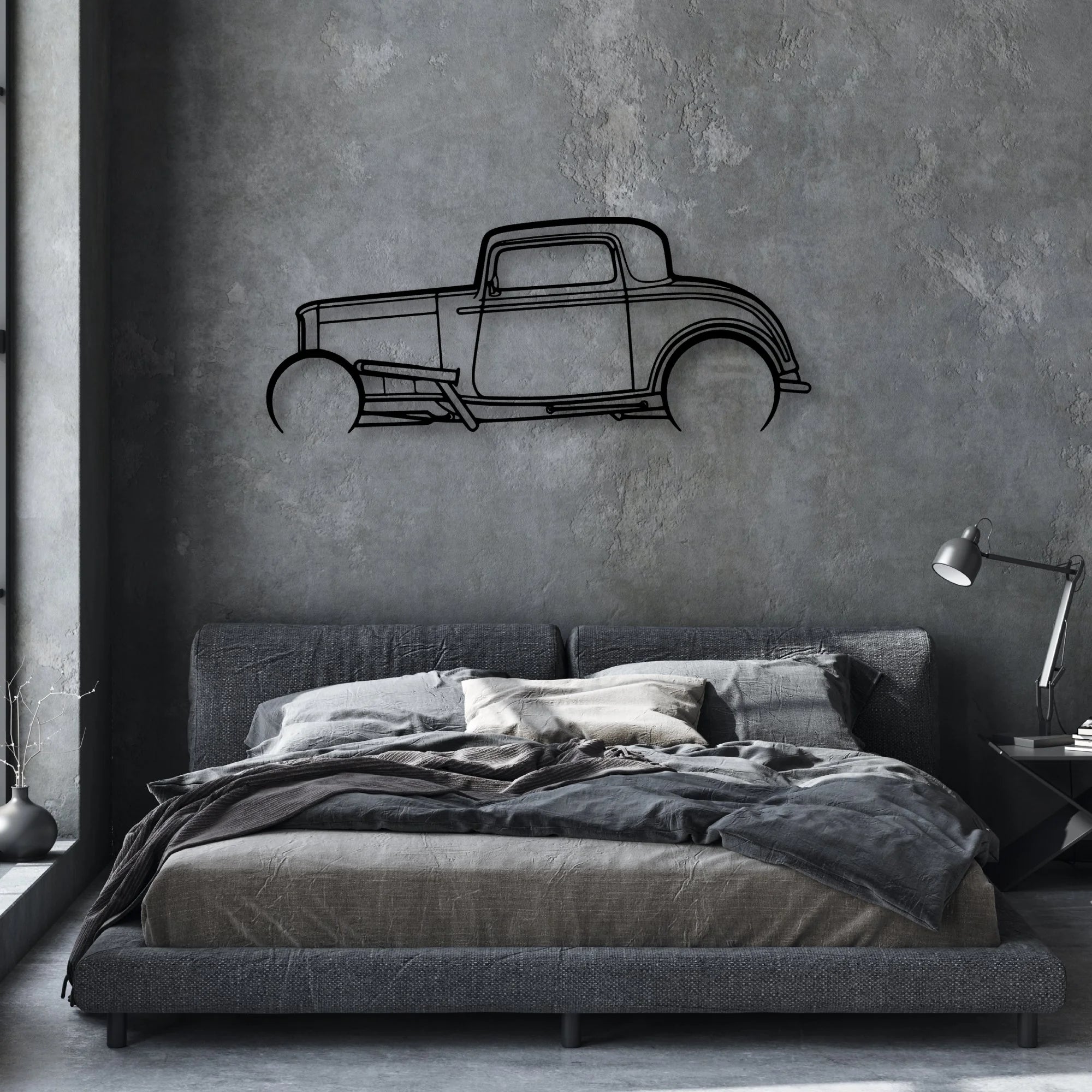 Street Rod 1932 Classic Silhouette Metal Wall Art - Automotive Garage Decor