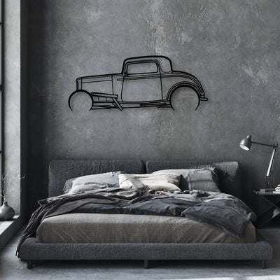 Street Rod 1932 Classic Silhouette Metal Wall Art - Automotive Garage Decor