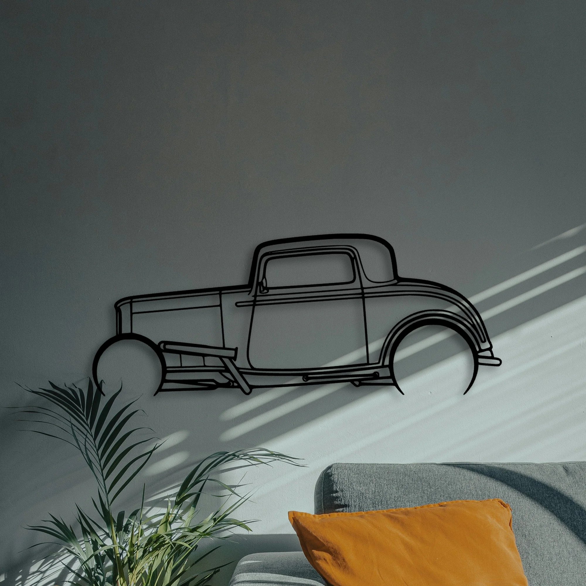 Street Rod 1932 Classic Silhouette Metal Wall Art - Automotive Garage Decor