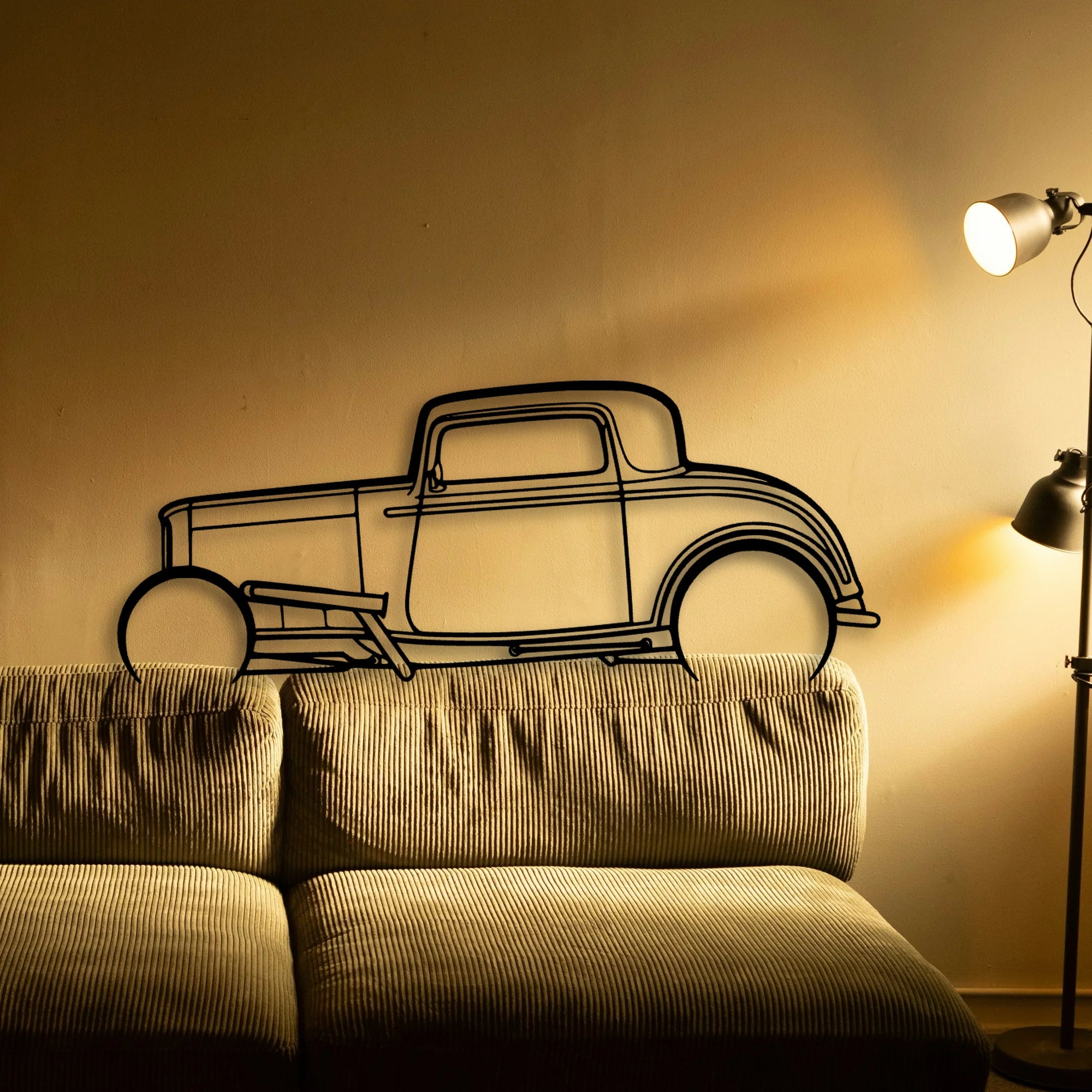 Street Rod 1932 Classic Silhouette Metal Wall Art - Automotive Garage Decor