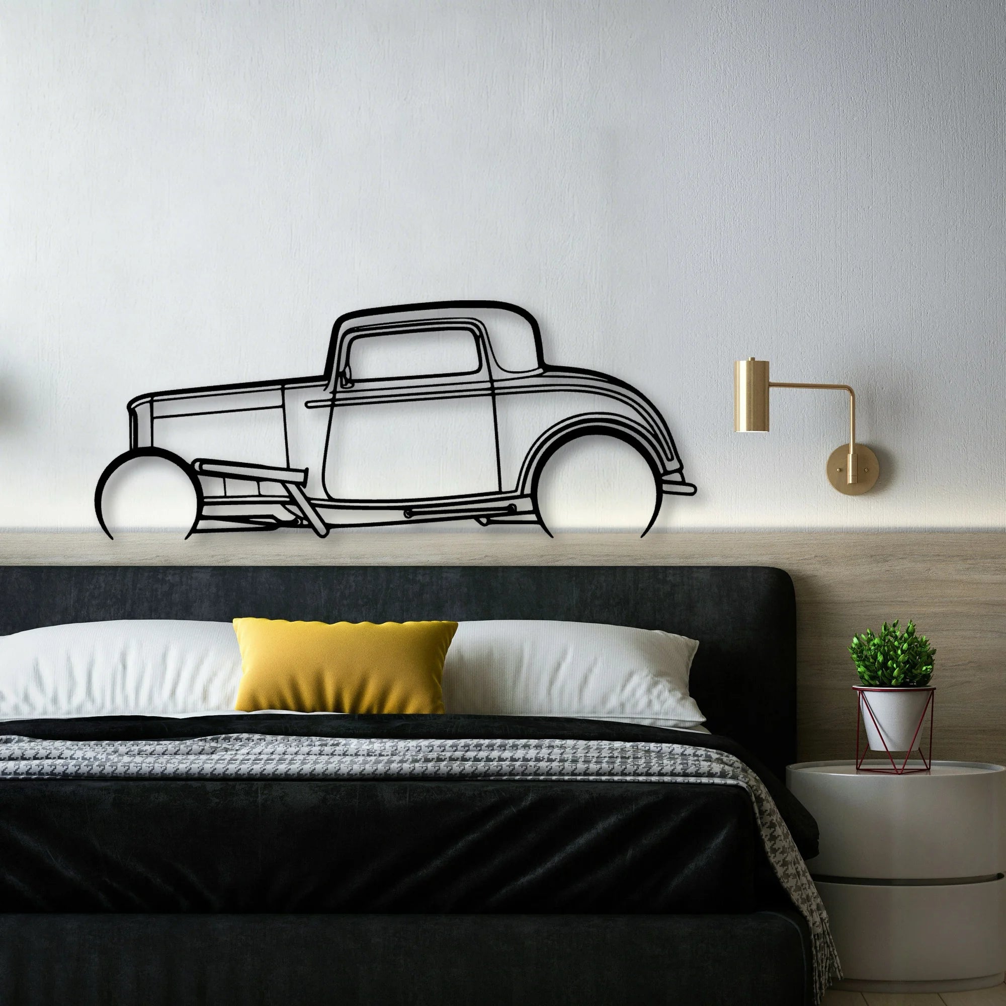 Street Rod 1932 Classic Silhouette Metal Wall Art - Automotive Garage Decor