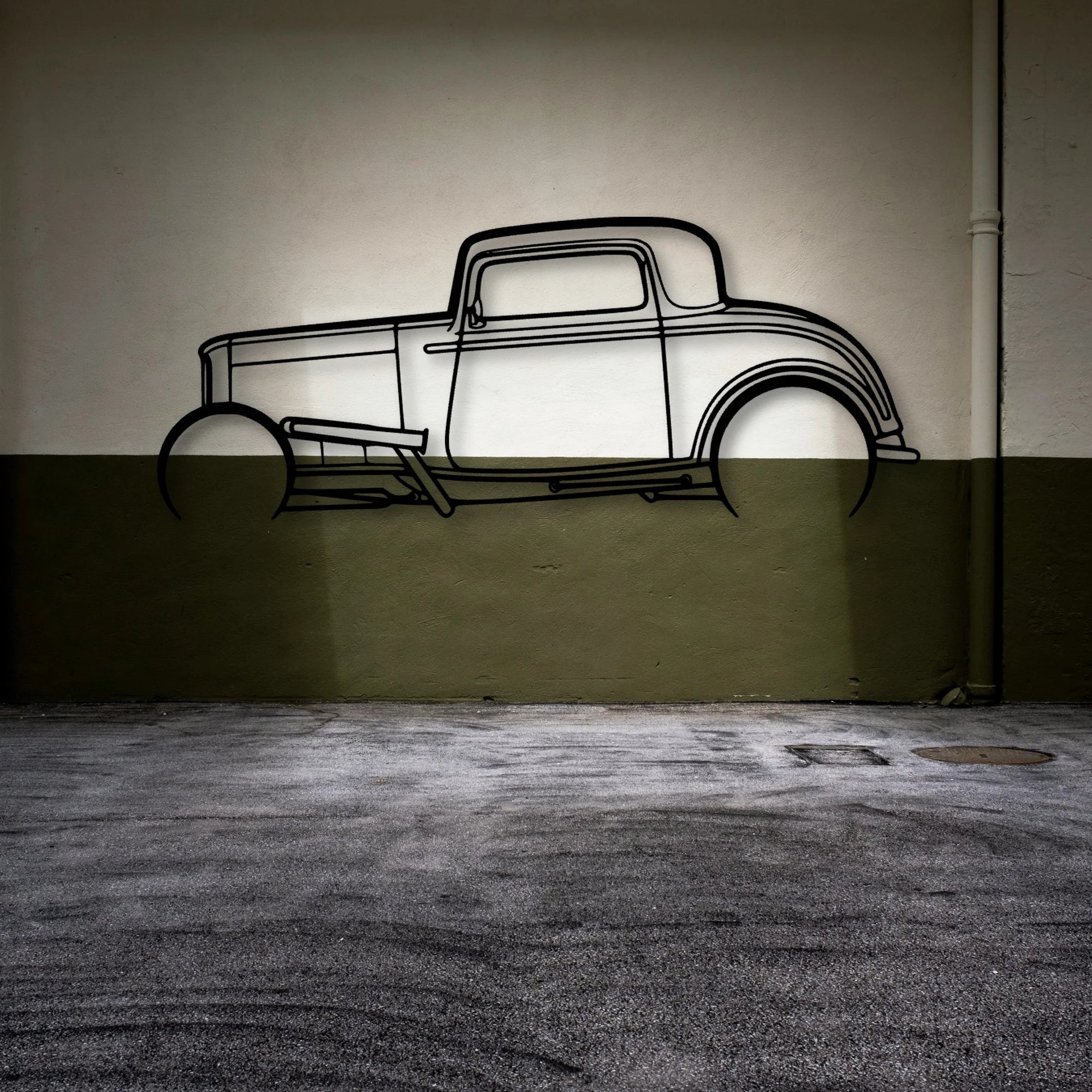 Street Rod 1932 Classic Silhouette Metal Wall Art - Automotive Garage Decor