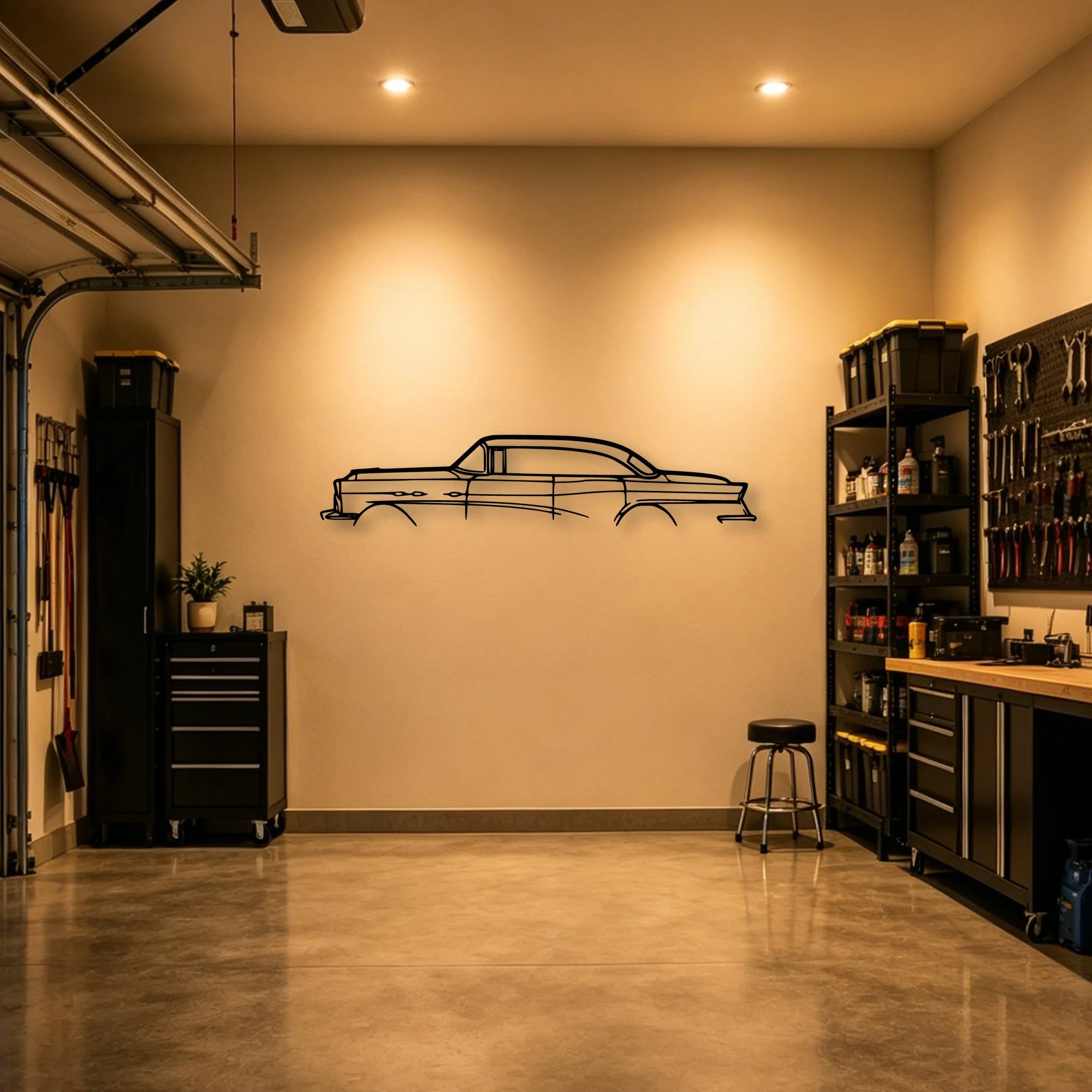 Super 1956 Classic Silhouette Metal Wall Art - Automotive Garage Decor
