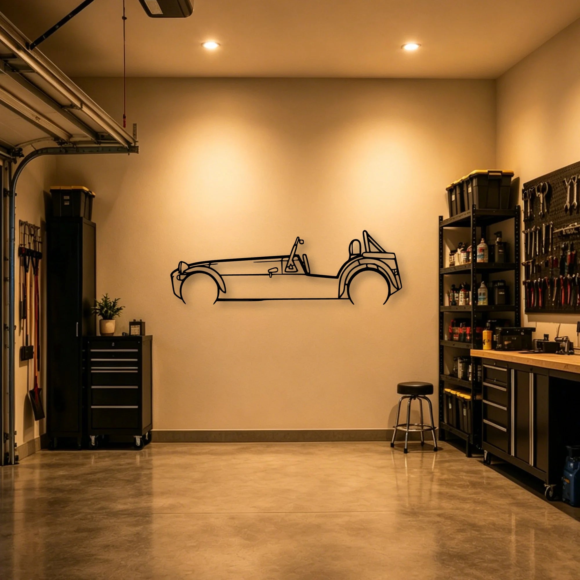 Super 7 Classic Silhouette Metal Wall Art - Automotive Garage Decor