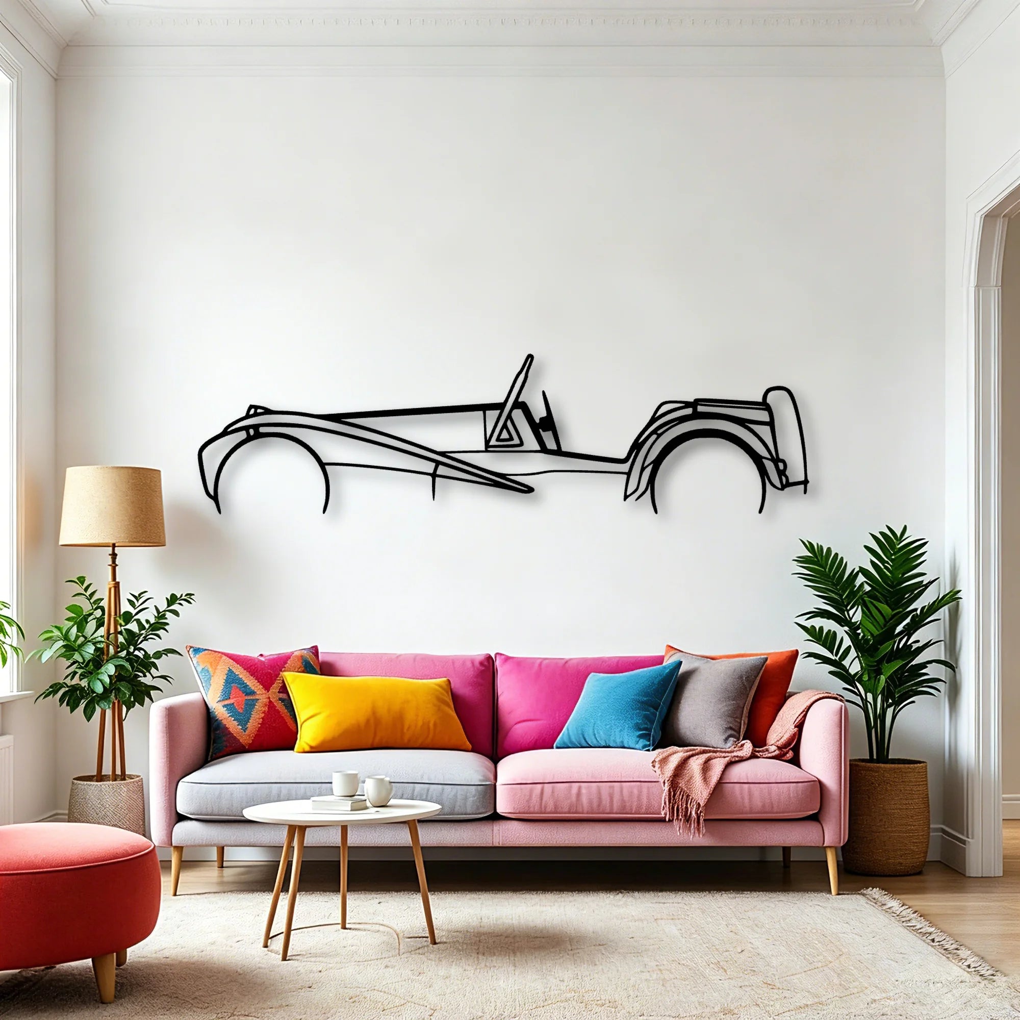 Super Seven Classic Silhouette Metal Wall Art - Automotive Garage Decor