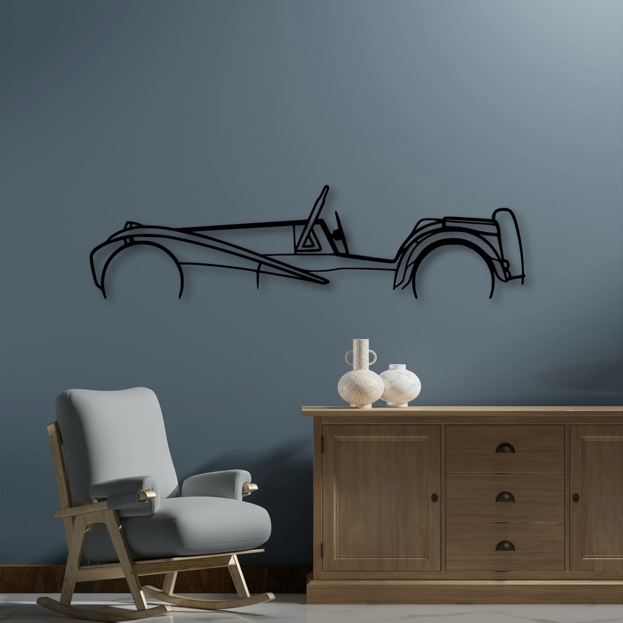 Super Seven Classic Silhouette Metal Wall Art - Automotive Garage Decor