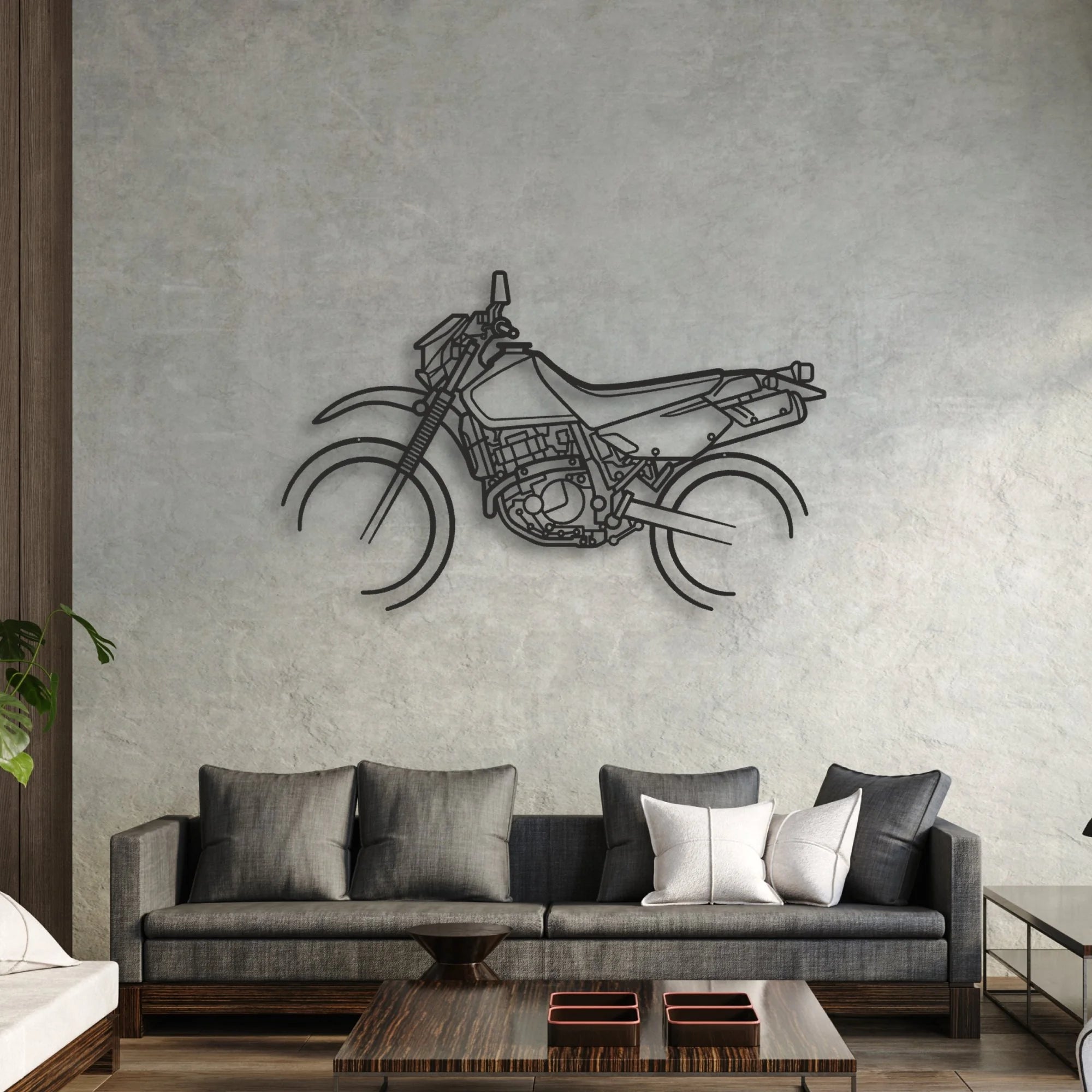 Suzuki DR650 Classic Motorcycle Silhouette Metal Wall Art - Moto Garage Decor