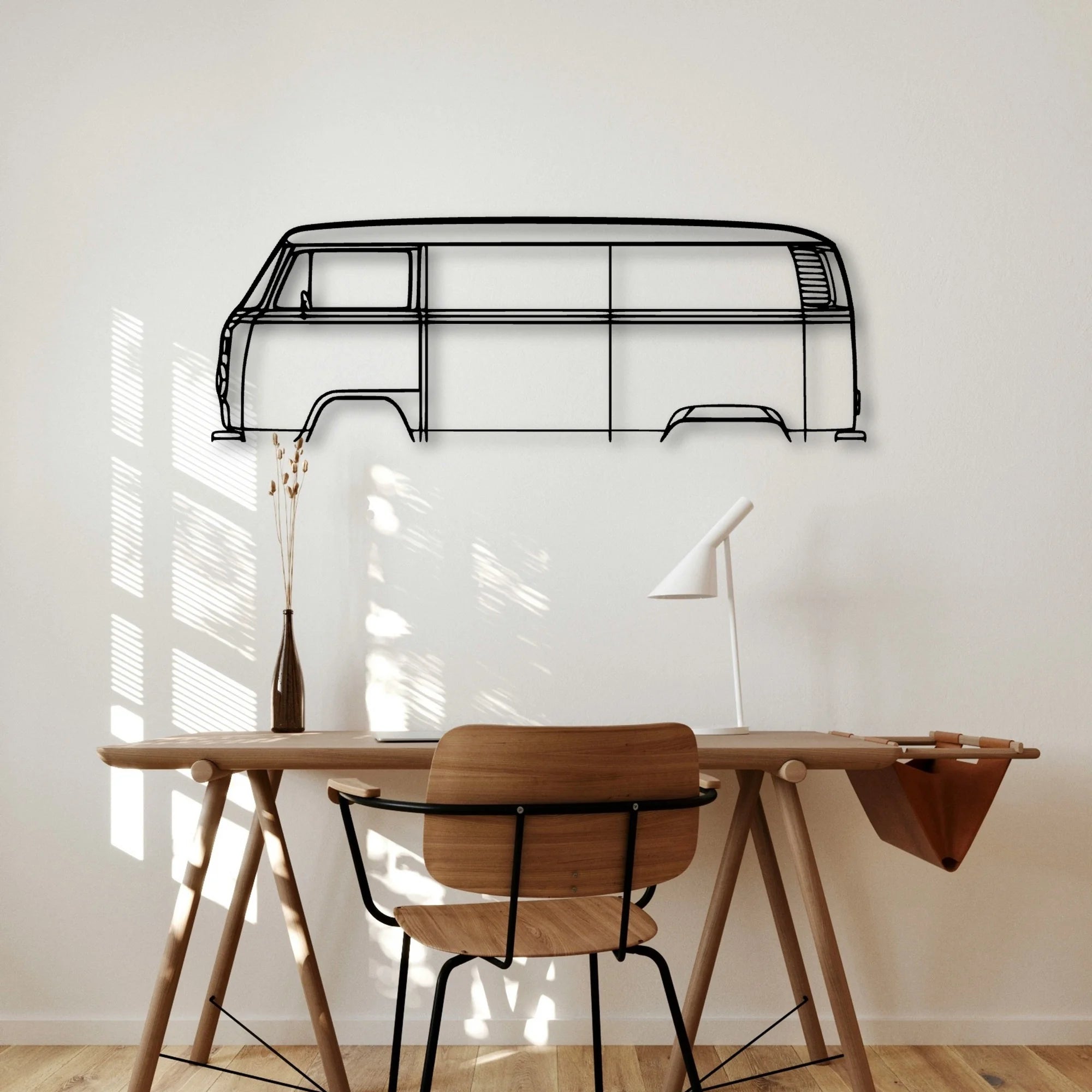 T2 Bus 1977 Classic Silhouette Metal Wall Art - Automotive Garage Decor