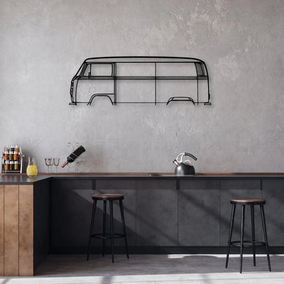 T2 Bus 1977 Classic Silhouette Metal Wall Art - Automotive Garage Decor