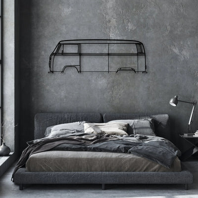 T2 Bus 1977 Classic Silhouette Metal Wall Art - Automotive Garage Decor