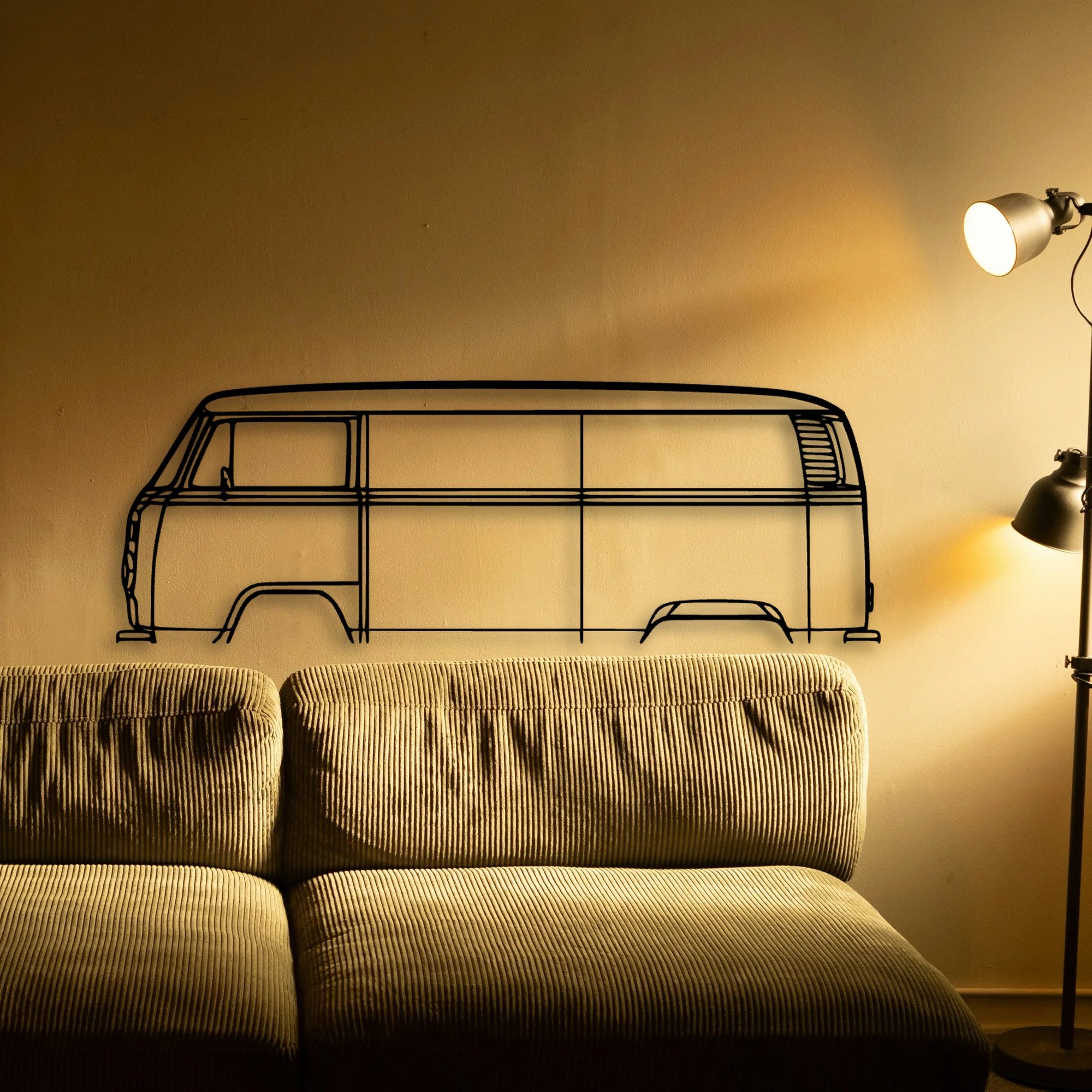 T2 Bus 1977 Classic Silhouette Metal Wall Art - Automotive Garage Decor
