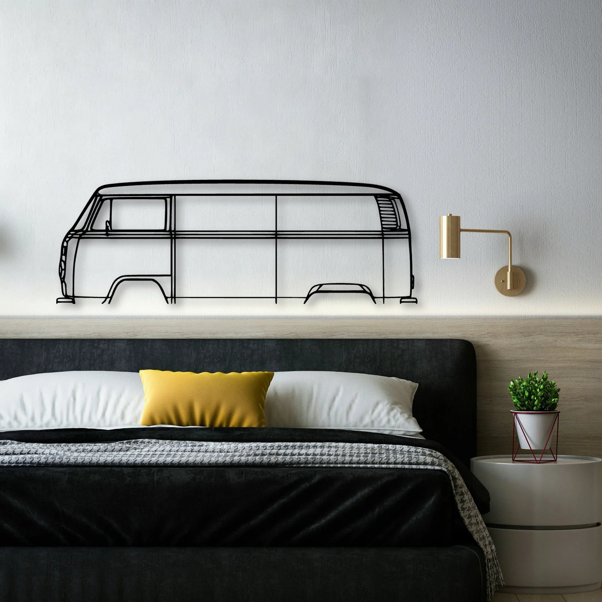 T2 Bus 1977 Classic Silhouette Metal Wall Art - Automotive Garage Decor