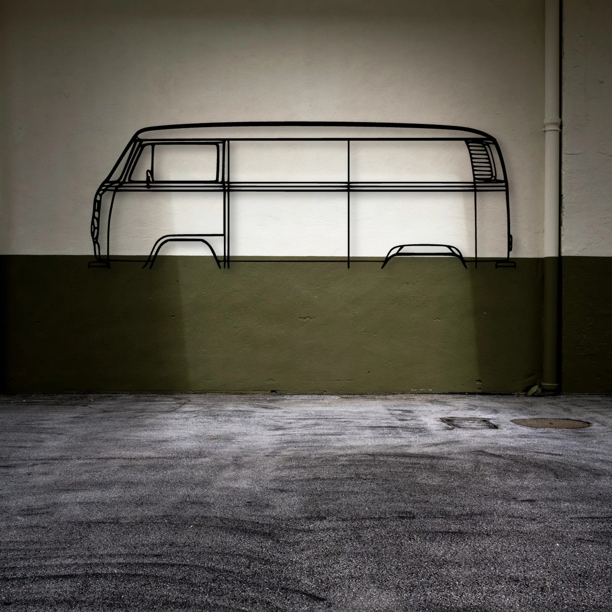T2 Bus 1977 Classic Silhouette Metal Wall Art - Automotive Garage Decor