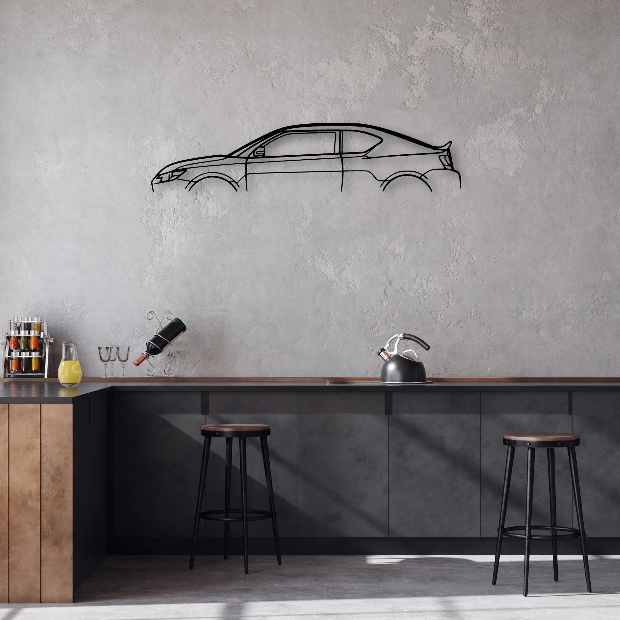 TC 2015 Classic Silhouette Metal Wall Art - Automotive Garage Decor