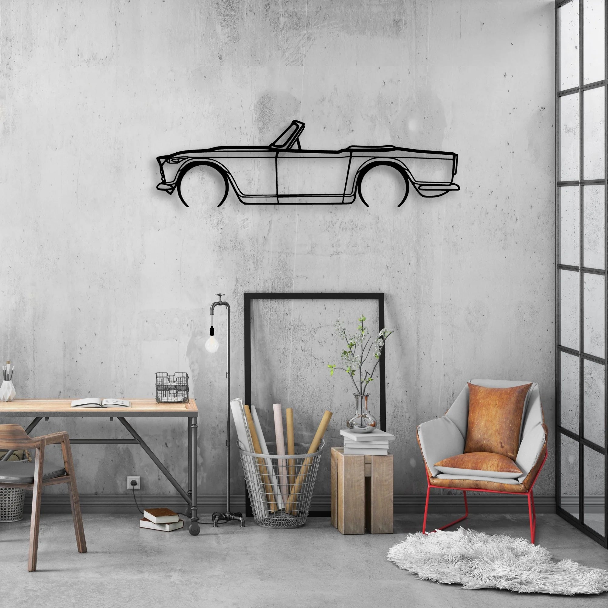 TR4A IRS 2 Classic Silhouette Metal Wall Art - Automotive Garage Decor