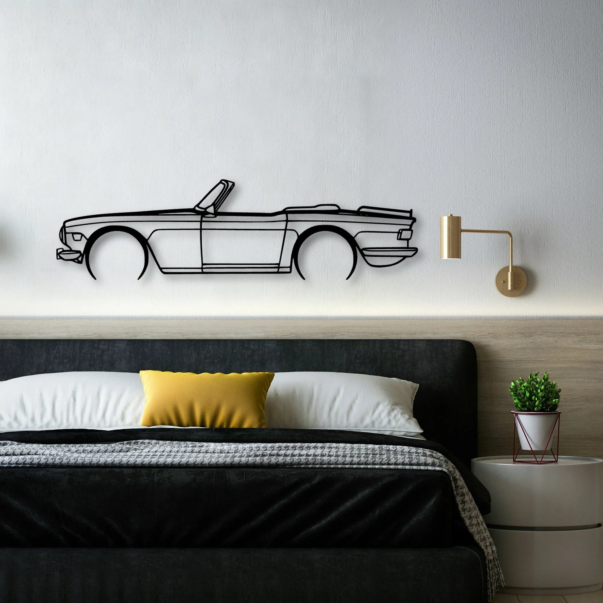 TR6 1974 2 Classic Silhouette Metal Wall Art - Automotive Garage Decor