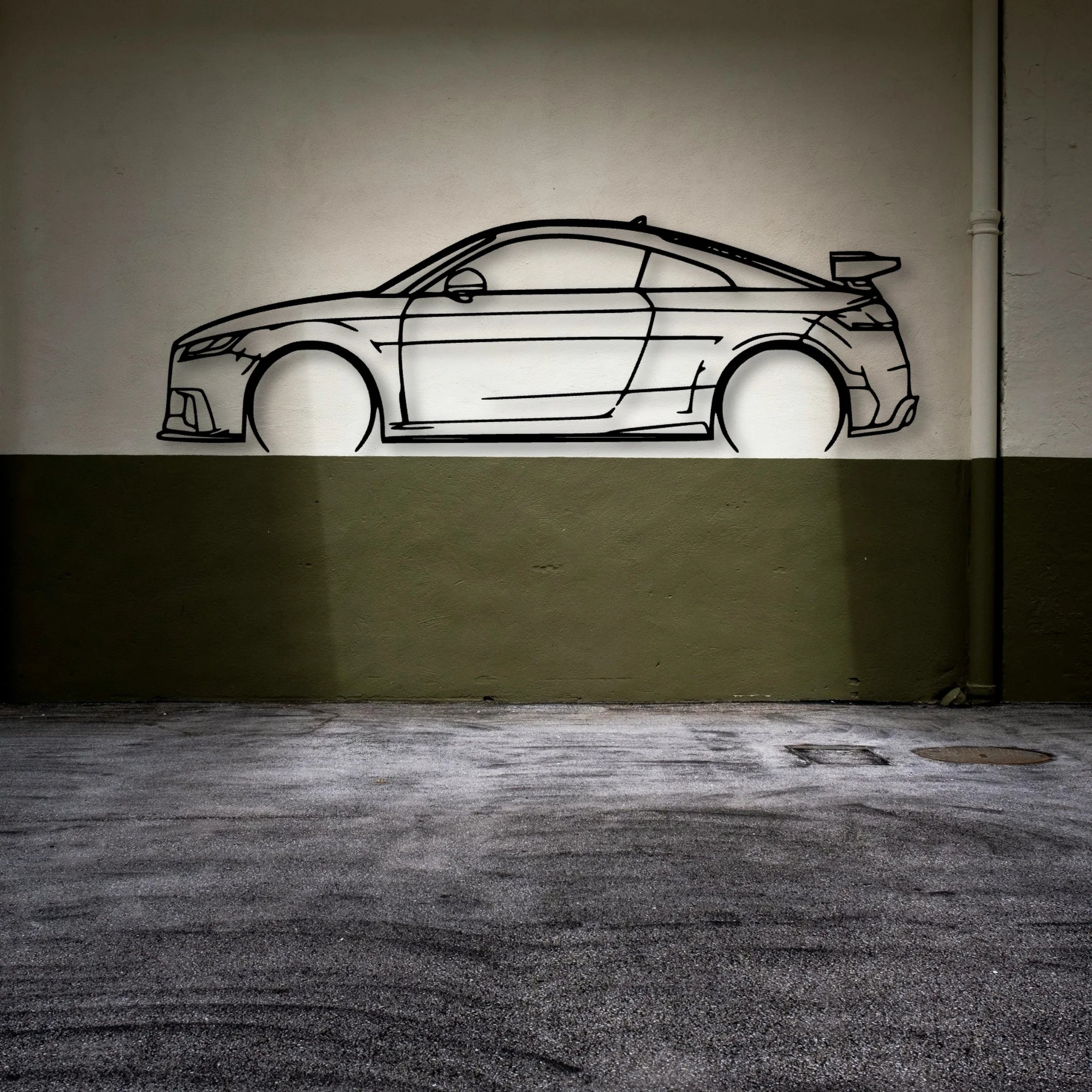 TT RS 2018 Classic Silhouette Metal Wall Art - Automotive Garage Decor